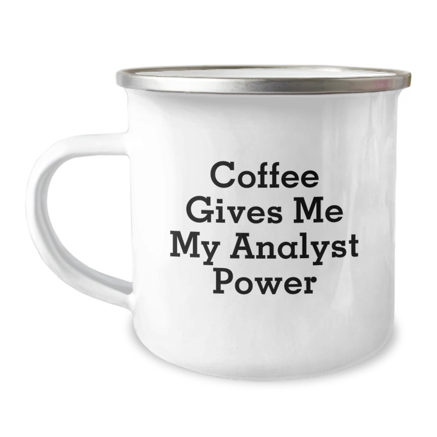 Funny Analyst Gifts for Him, Men, or Friends - 'Coffee Gives Me My Analyst Power' Stainless Steel Camping Mug for Christmas Unique Gifts - Image 1
