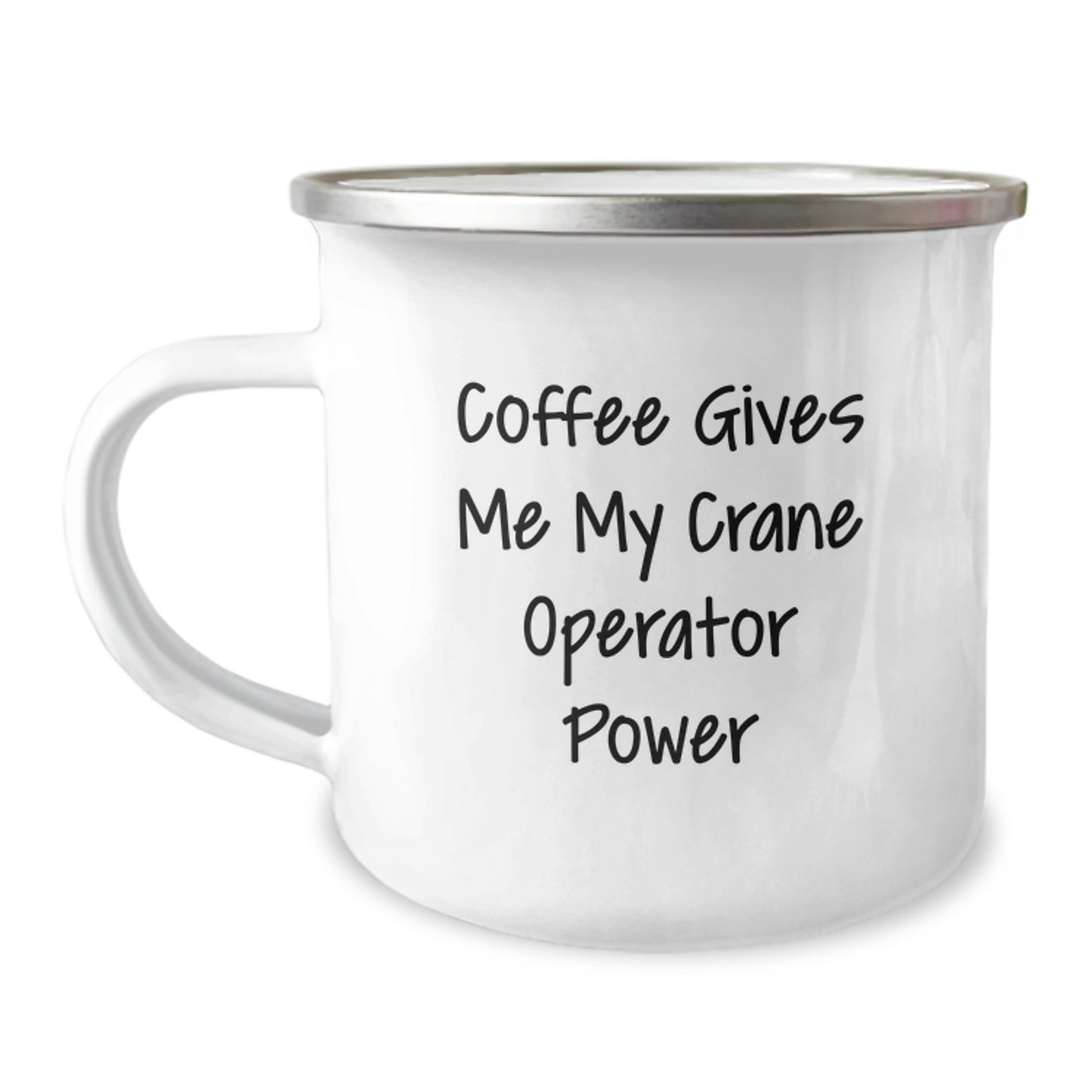 Funny Crane Operator Gifts, 'Coffee Gives Me My Crane Operator Power', Graduation Unique Gifts for Men, Women, Crane Operator Friends, Coworkers, Family, 12 oz Stainless Steel Camping Mug - Image 1