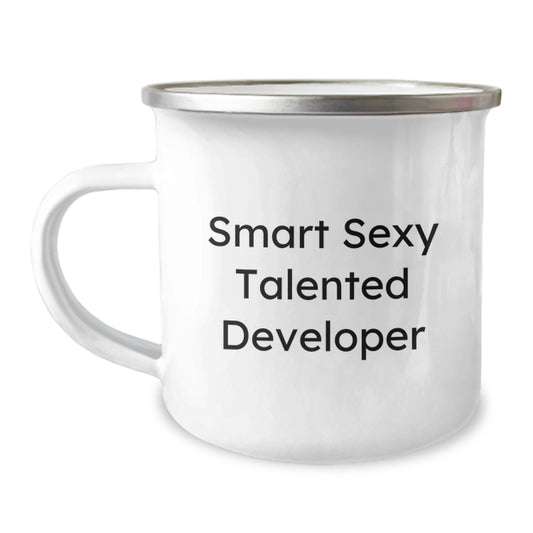 Smart Sexy Talented Developer Gifts, Funny Graduation Camping Mug for Men, Unique from Friends, 'You're the Code to My Heart' - Image 1