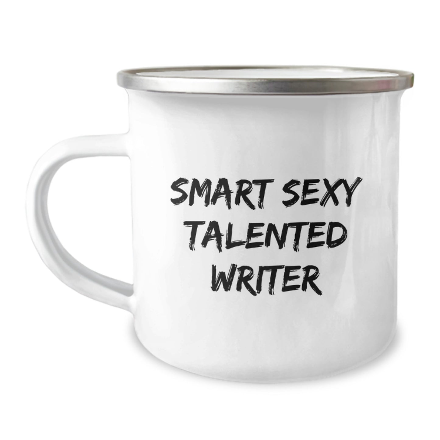 Smart Sexy Talented Writer Gifts from Men to Writer Friends, Funny Camping Mug for Birthday - Image 1