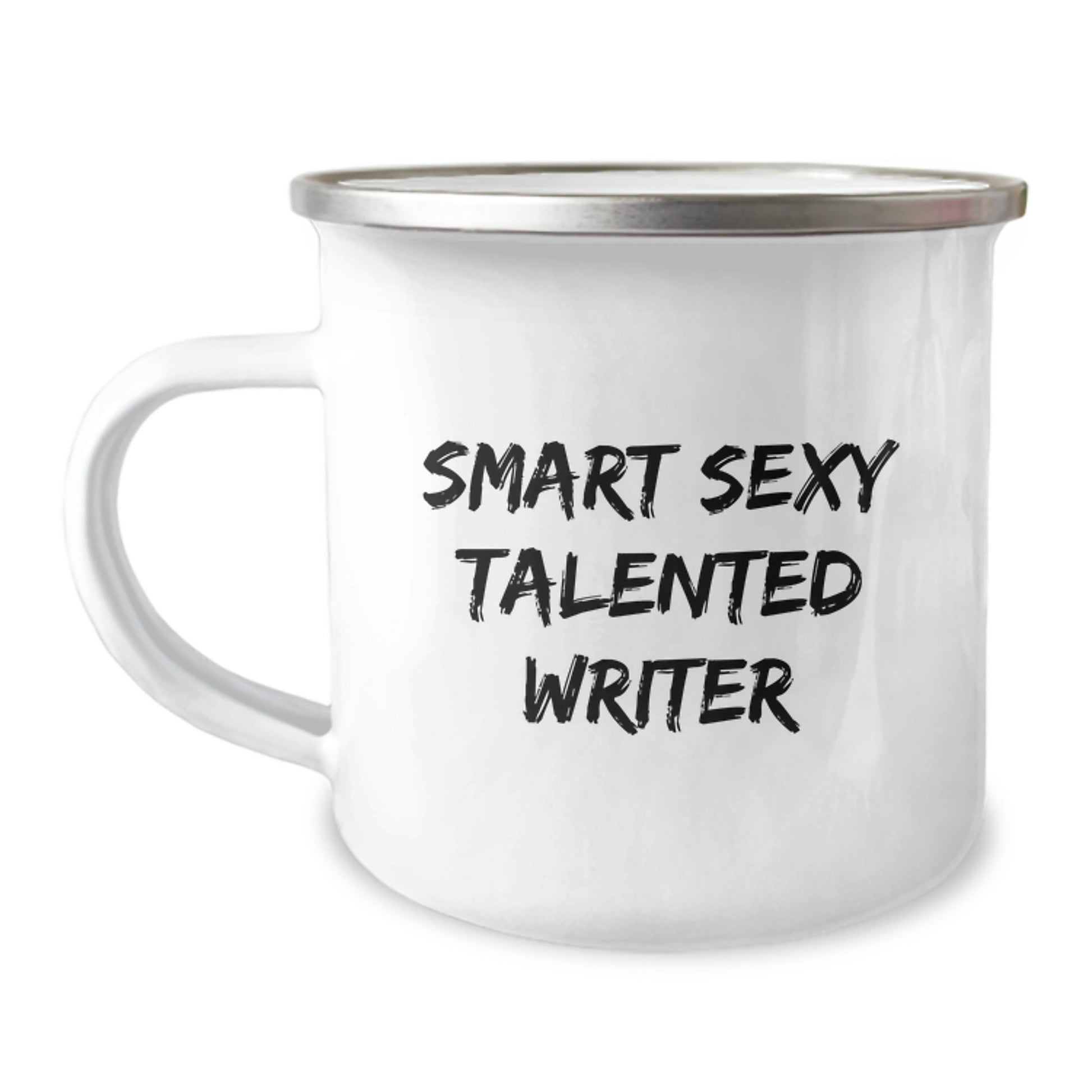 Smart Sexy Talented Writer Gifts from Men to Writer Friends, Funny Camping Mug for Birthday - Image 1
