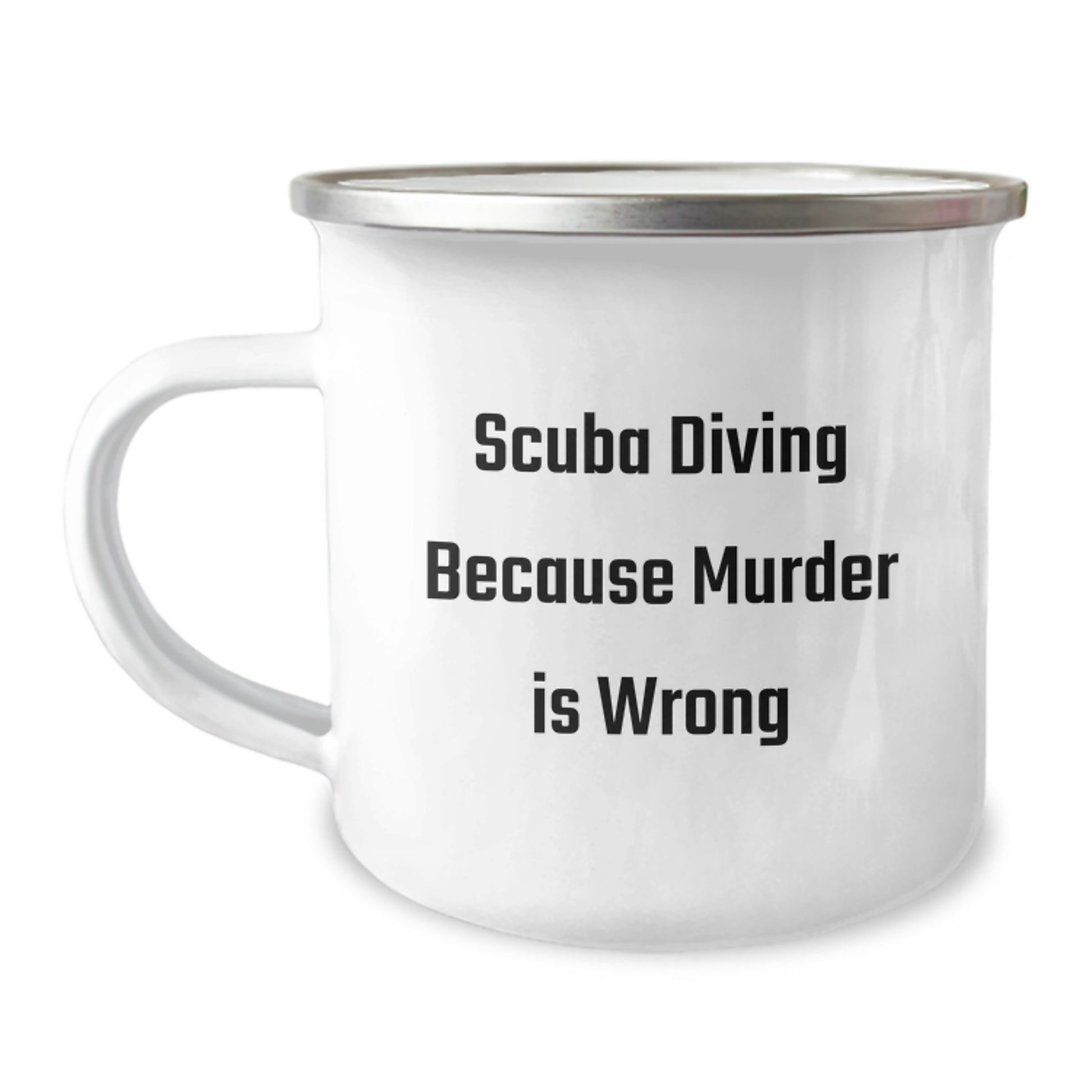 Scuba Diving Humor Gifts from Friends for Scuba Diving Enthusiasts on Birthday, Funny Camping Mug, Scuba Diving Because Murder Is Wrong Quote - Image 1