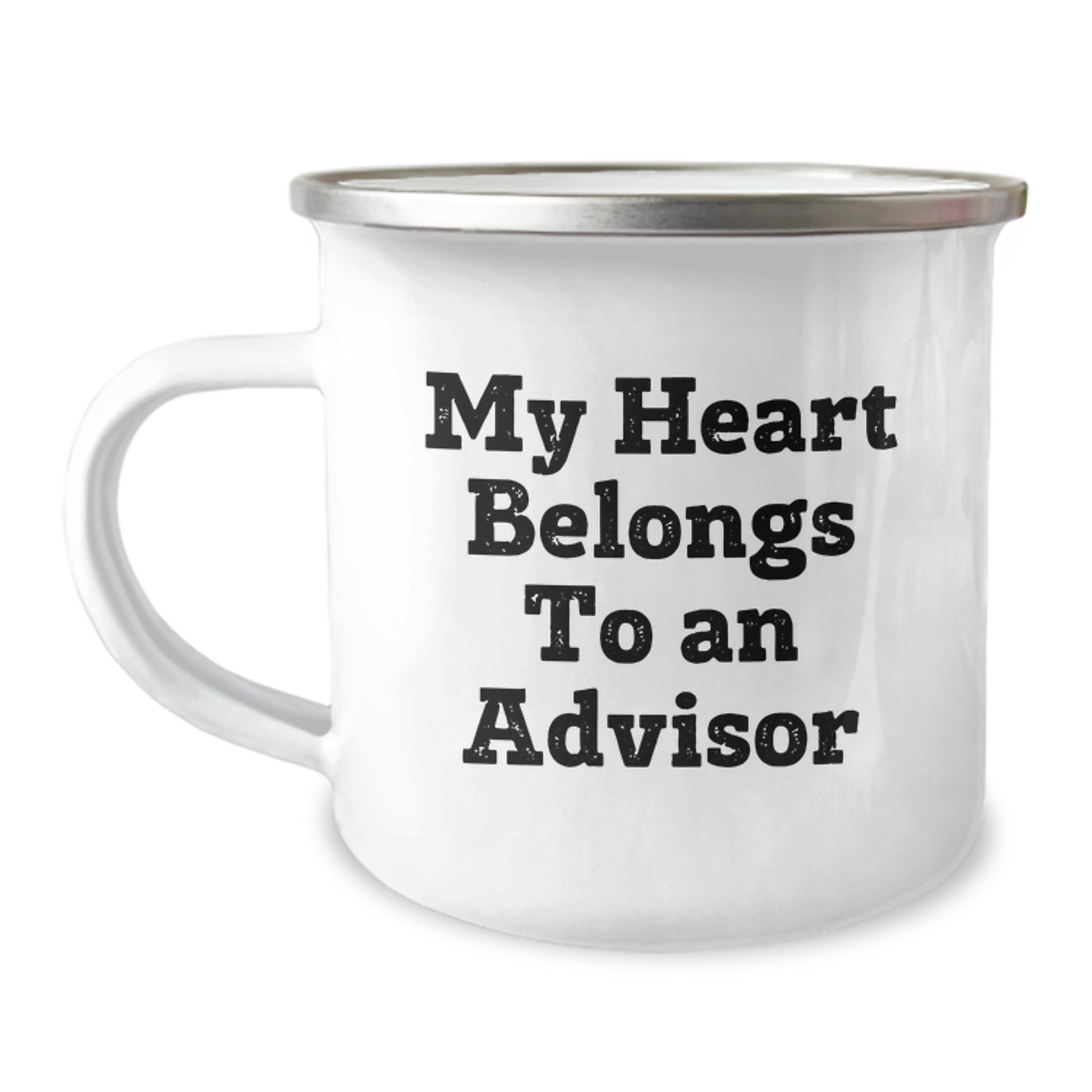 Funny Advisor Gifts - 'My Heart Belongs To An Advisor', 12 oz Camping Mug for Birthday, Gifts from Friends, Coworkers, Family, Gifts for Advisor, Men, Women, Unique Birthday Unique Gifts - Image 1
