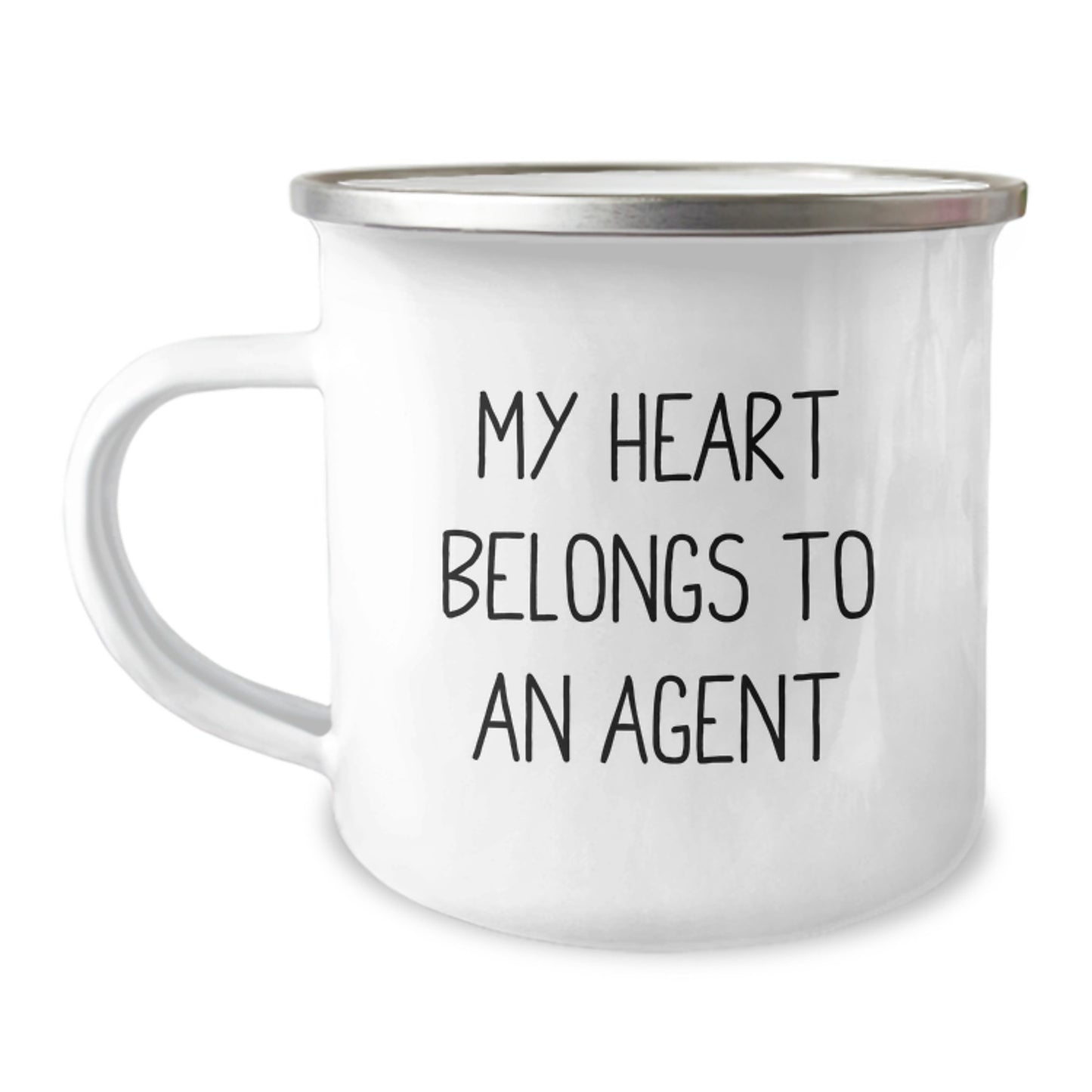 Funny Agent Gifts from Friends for My Heart Belongs To An Agent Camping Mug, Birthday Unique Agent Mugs, Agent Lovers, Agent Enthusiasts - Image 1