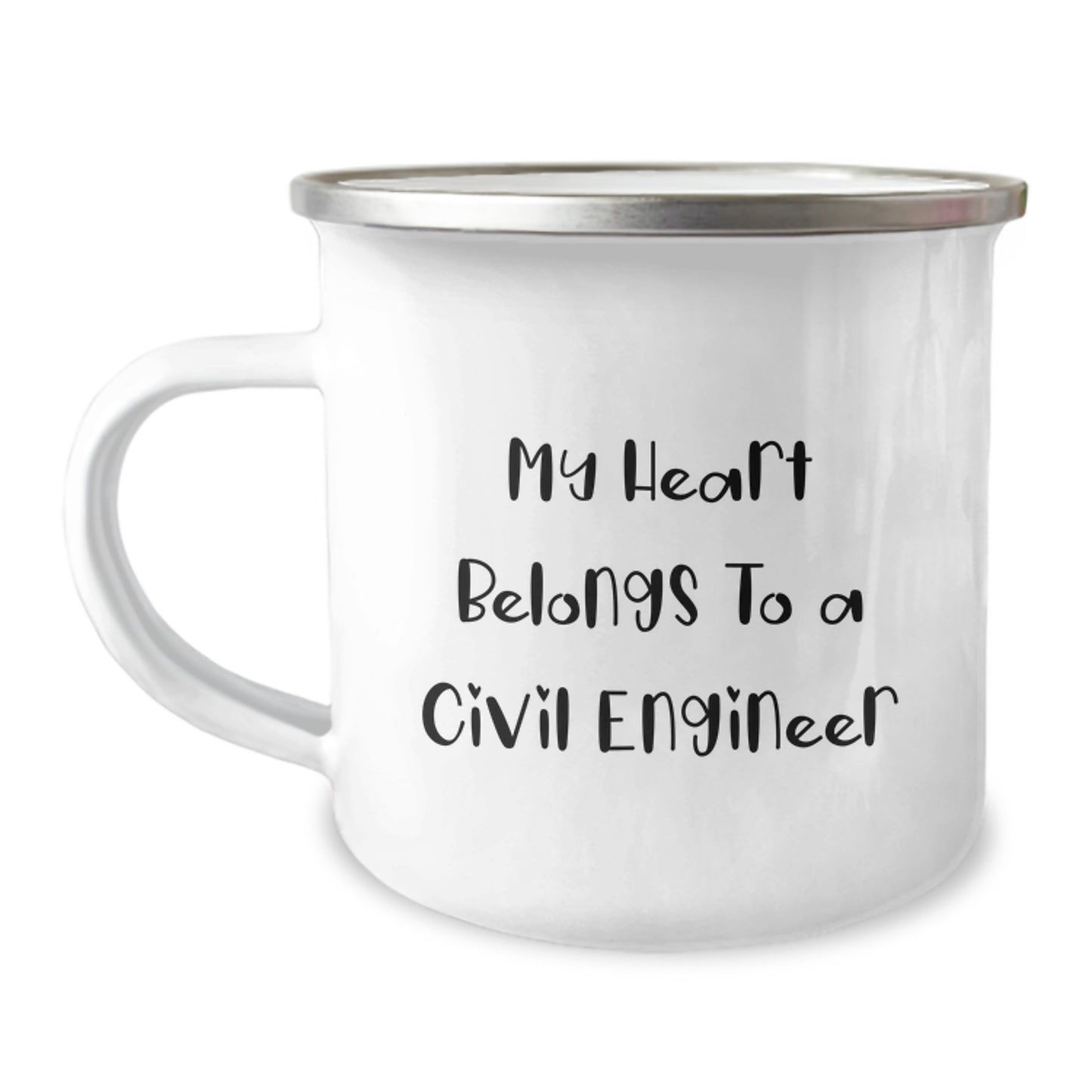 Civil Engineer Gifts, Funny Quote Mug, 'My Heart Belongs To A Civil Engineer', Birthday Unique Gifts from Friends, 12 oz Stainless Steel Camping Mug - Image 1