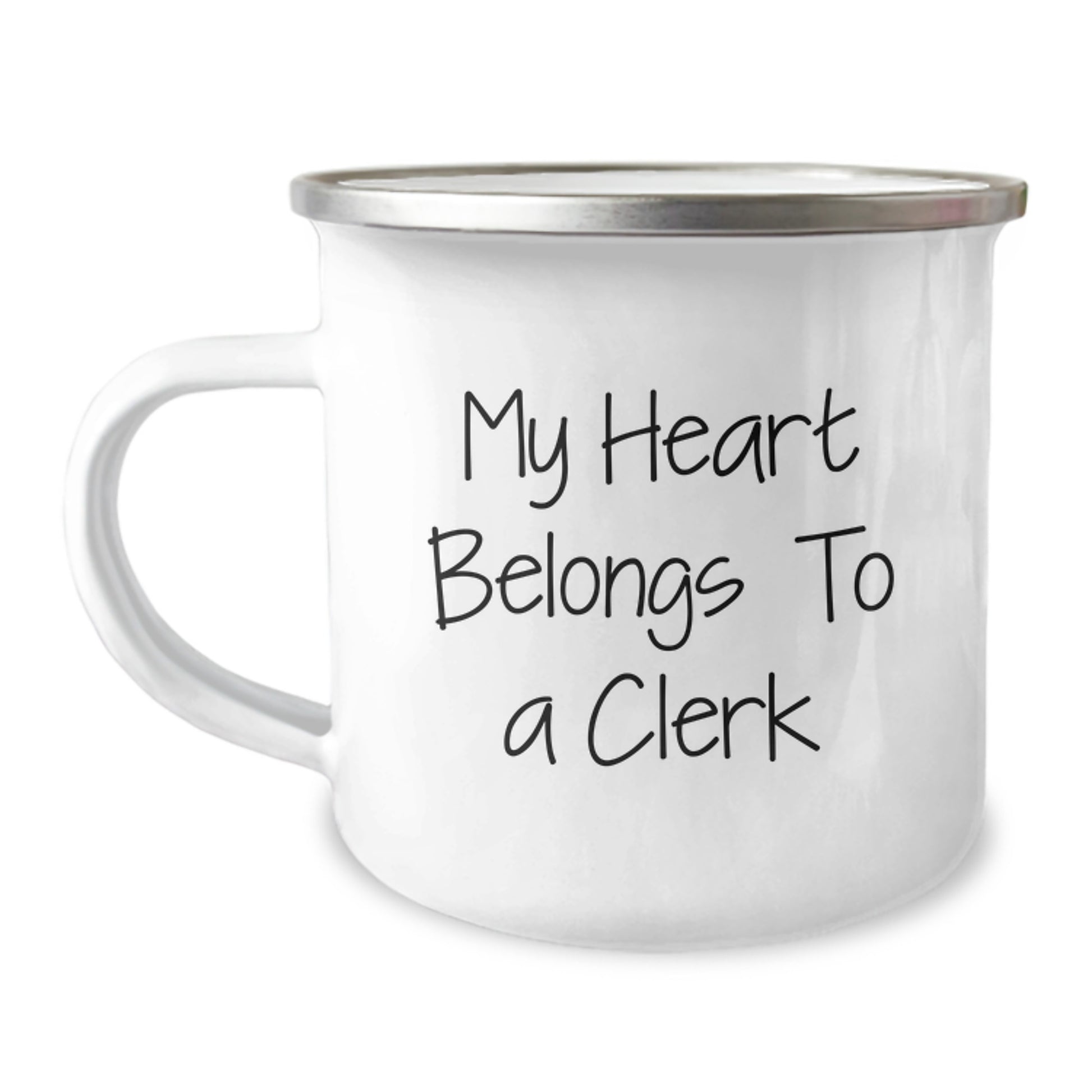 Funny Clerk Gifts, My Heart Belongs To A Clerk Camping Mug, Birthday Unique Gifts for Clerk Friends from Family - Image 1