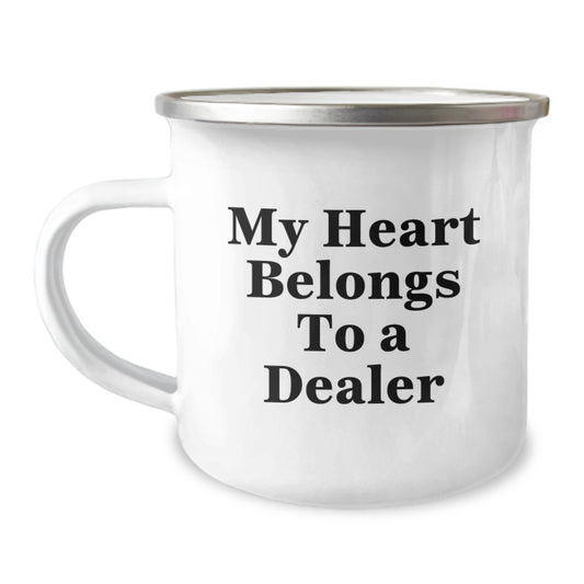 Funny Dealer Gifts from Friends for Him - My Heart Belongs To A Dealer Camping Mug, Unique Birthday Presents for Men - Image 1