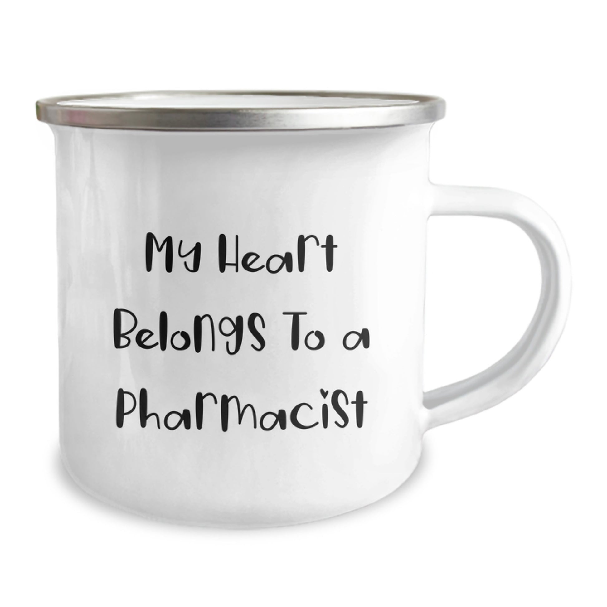 Funny Pharmacist Gifts for Him or Her - 'My Heart Belongs To A Pharmacist' Camping Mug, Birthday Unique Gifts from Family to Coworkers - Image 2
