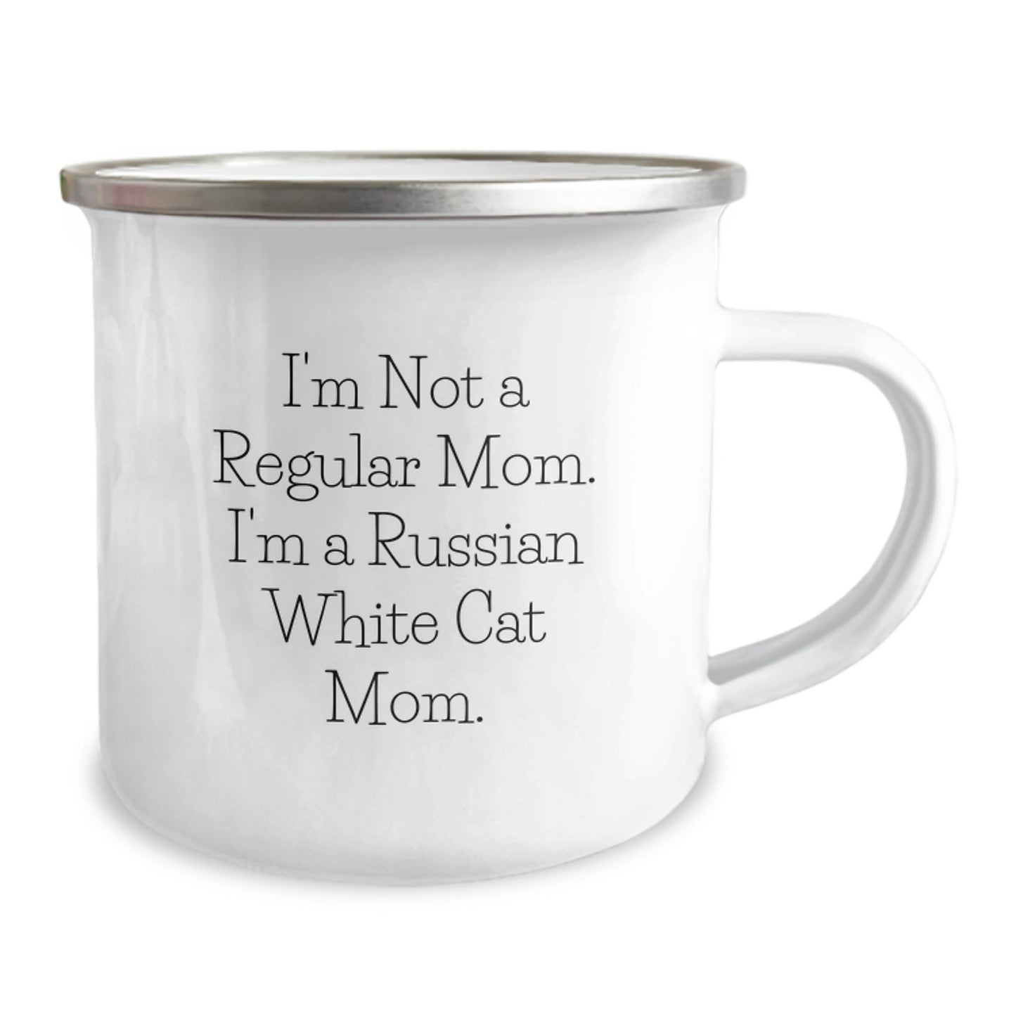 Russian White Cat Mom's Funny Camping Mug Gifts for Birthday - 'I'm Not A Regular Mom. I'm A Russian White Cat Mom.' - Image 2