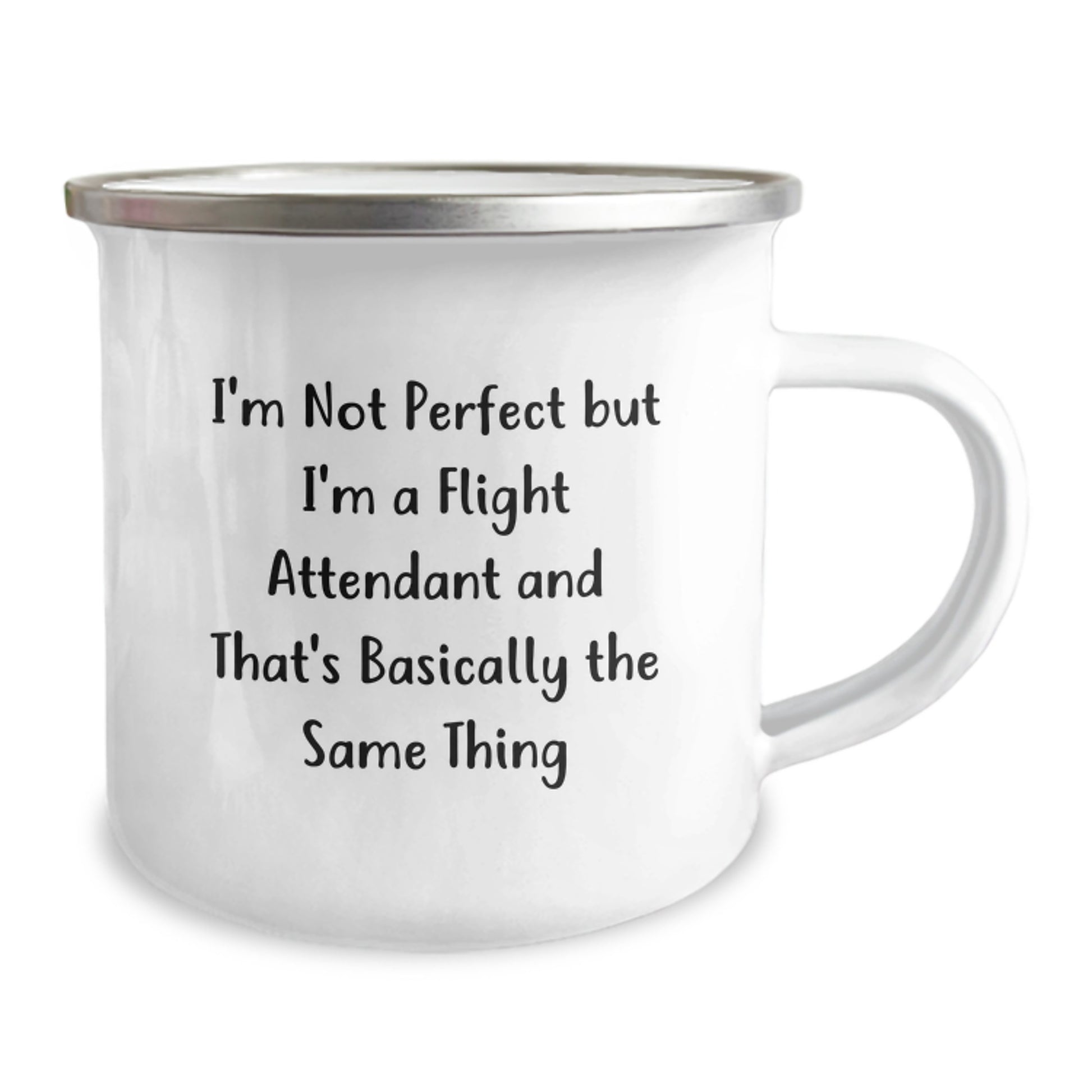 Funny Flight Attendant Gifts from Friends, Unique Christmas Unique Gifts for Flight Attendant, Camping Mug I'm Not Perfect But I'm A Flight Attendant And That's Basically The Same Thing - Image 2