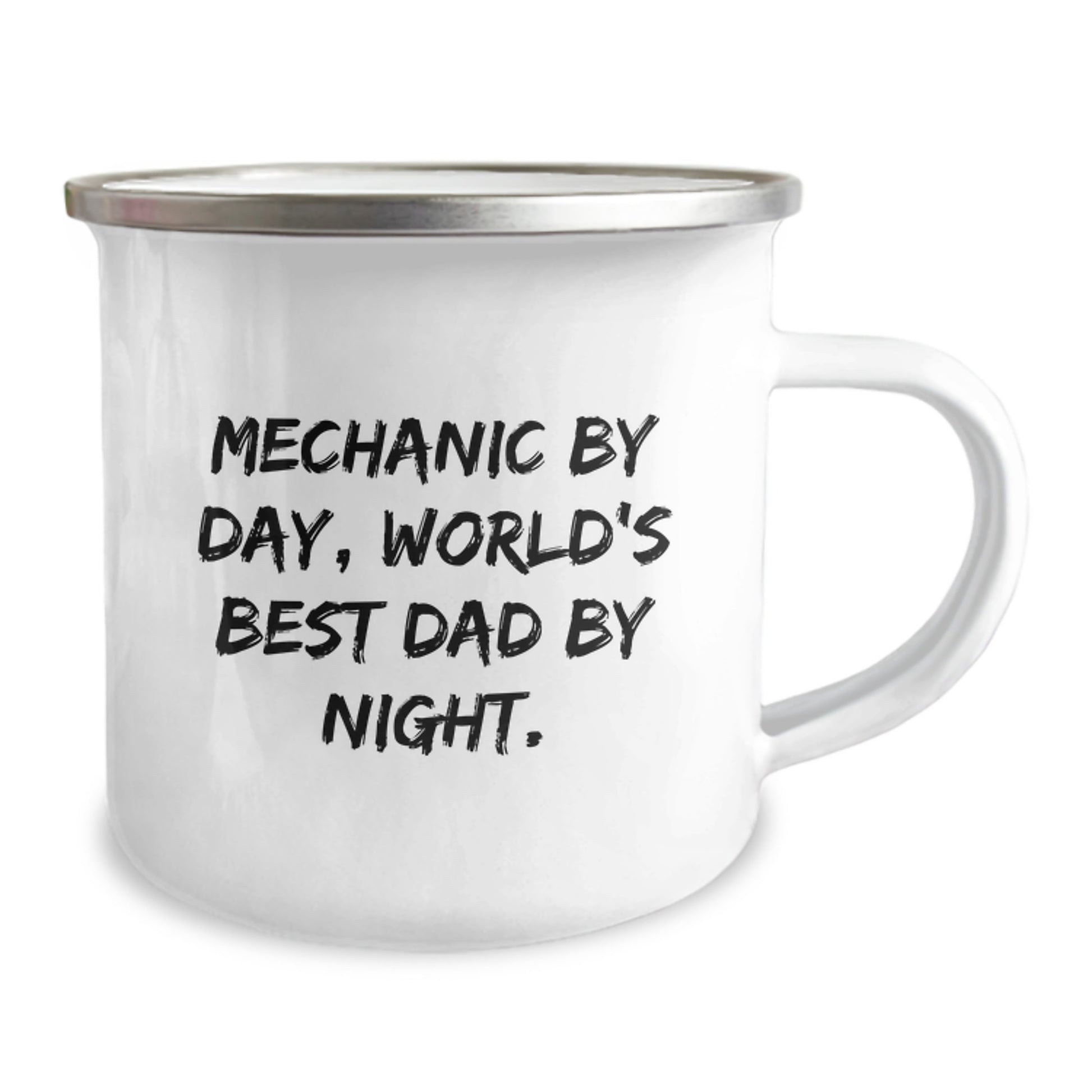 Mechanic Gifts from Men, Unique Camping Mug for Graduation, 'Mechanic By Day, World's Best Dad By Night.' Quote, 12 oz Stainless Steel with Enamel Finish - Image 2