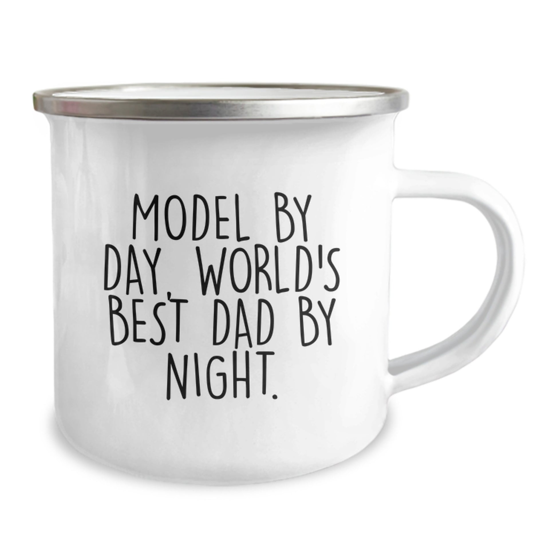 Model Gifts from Friends, Unique Camping Mug for World's Best Dad By Night, Funny Graduation Mugs for Him, 12 oz Stainless Steel with Enamel Finish - Image 2