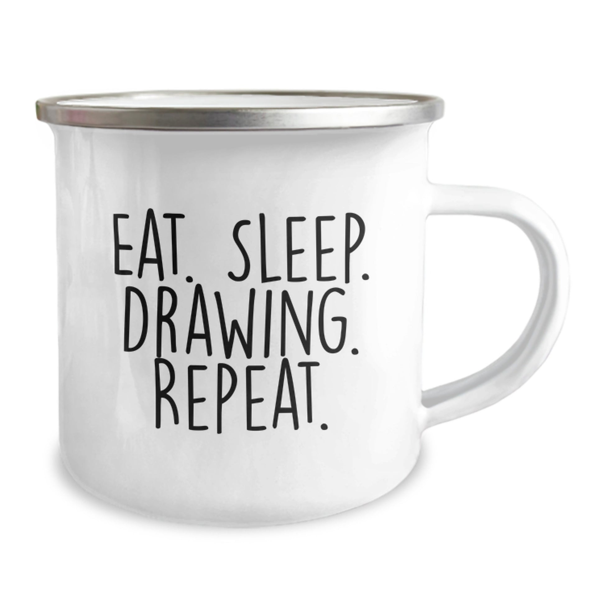Funny Drawing Enthusiast Gifts from Friends for Birthday - Eat. Sleep. Drawing. Repeat. 12 oz Stainless Steel Camping Mug - Image 2