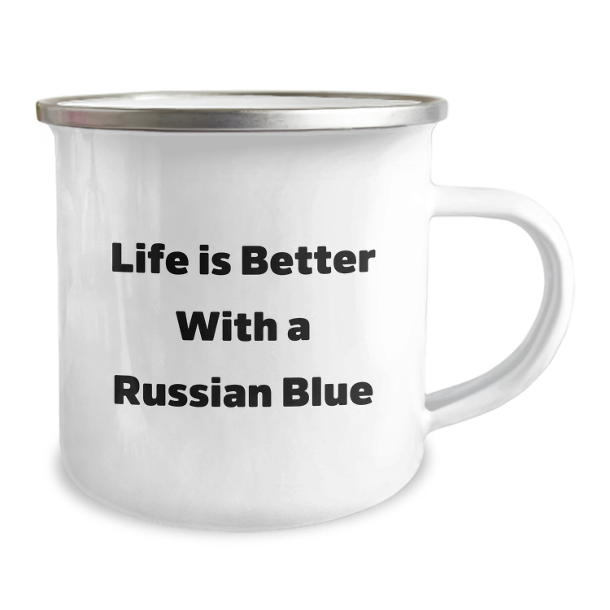Russian Blue Cat Lovers Gifts from Family to Friends, Funny Camping Mug for Graduation, 'Life Is Better With A Russian Blue' Quote - Image 2