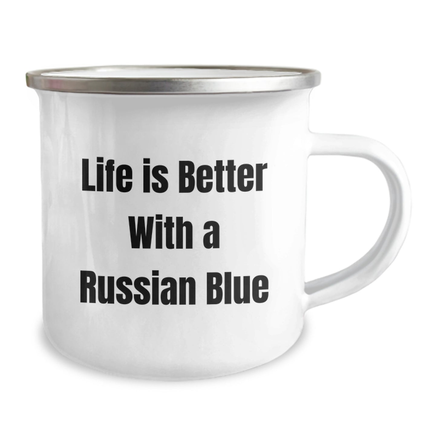 Russian Blue Cat Lovers Gifts from Family to Friends - Funny Camping Mug, 'Life Is Better With A Russian Blue' Graduation Unique Gifts - Image 2