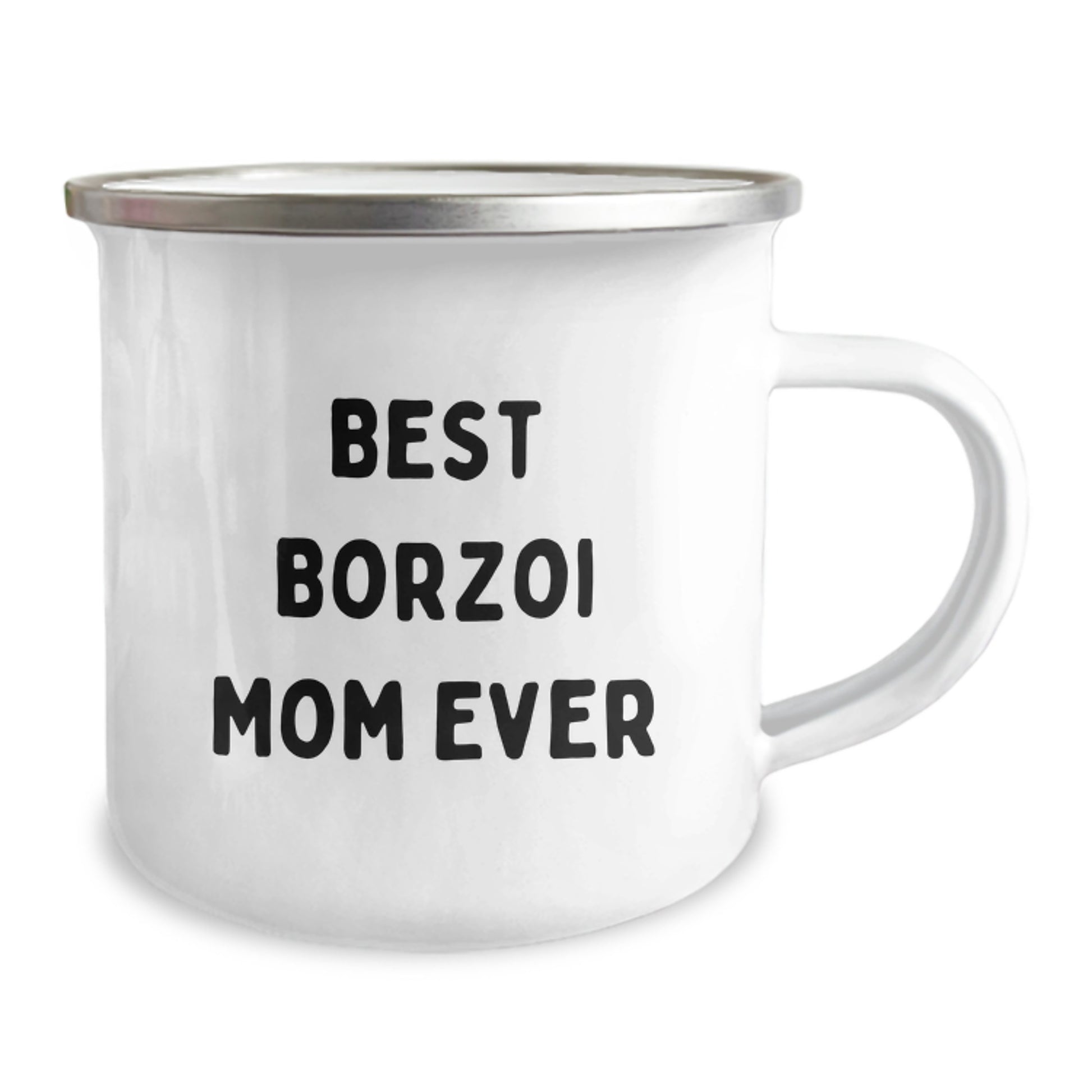 Funny Borzoi Dog Gifts for Mom on Birthday - Best Borzoi Mom Ever Quote Camping Mug, 12 oz Stainless Steel with Enamel Finish, Gifts from Friends and Family - Image 2