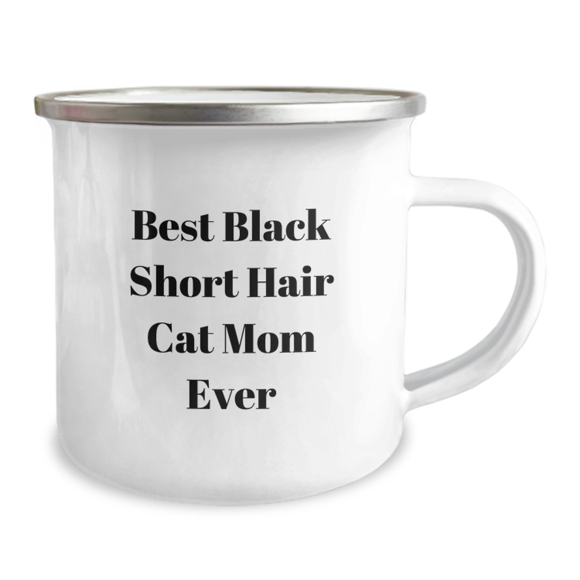 Funny Black Short Hair Cat Mom Ever Gifts for Her - Birthday Unique Presents from Family to Friends - Camping Mug for Her 12 oz Stainless Steel with Enamel Finish - Image 2