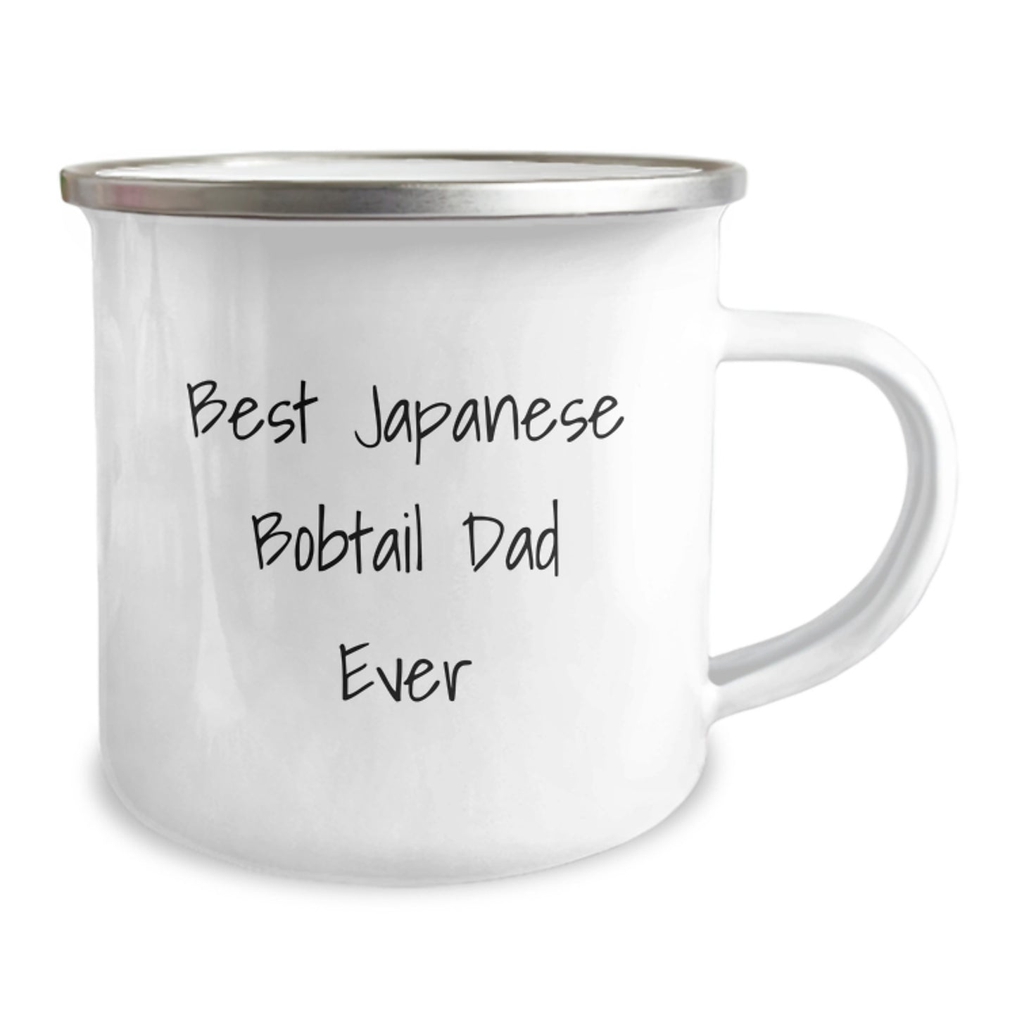 Funny Japanese Bobtail Cat Gifts for Men from - Best Dad Ever Camping Mug, 12 oz, Stainless Steel with Enamel Finish - Image 2