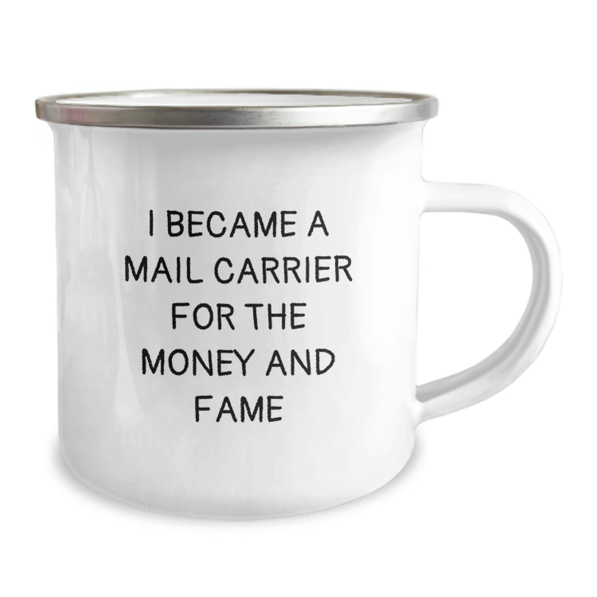 Funny Mail Carrier Gifts from Friends - 'I Became A Mail Carrier For The Money And Fame' Quote Camping Mug for Mail Carrier Men - Image 2
