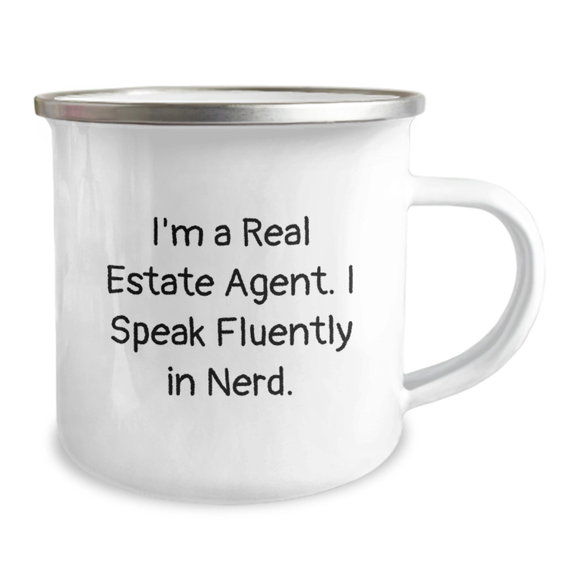 Funny Real Estate Agent Gifts from Friends, Unique Birthday Unique Gifts for Real Estate Agent, I'm A Real Estate Agent. I Speak Fluently In genius., Camping Mug, 12 oz Stainless Steel - Image 2