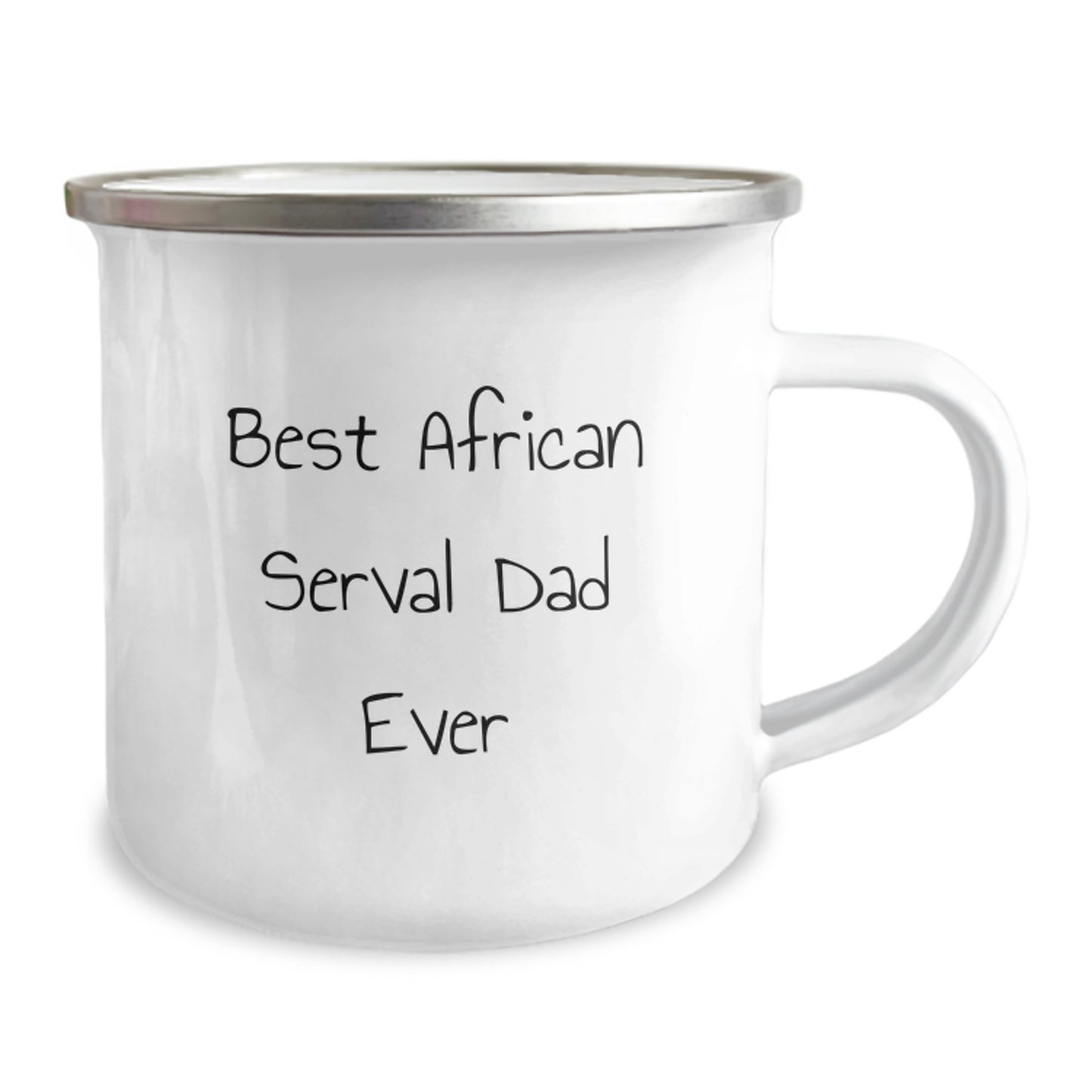 African Serval Cat Camping Mugs Funny Quote Best Dad Ever Gifts for Men from Women, Valentine's Unique Mugs for Him, Funny African Serval Cat Lover Gifts, Enamel Stainless Steel 12 oz Capacity - Image 2