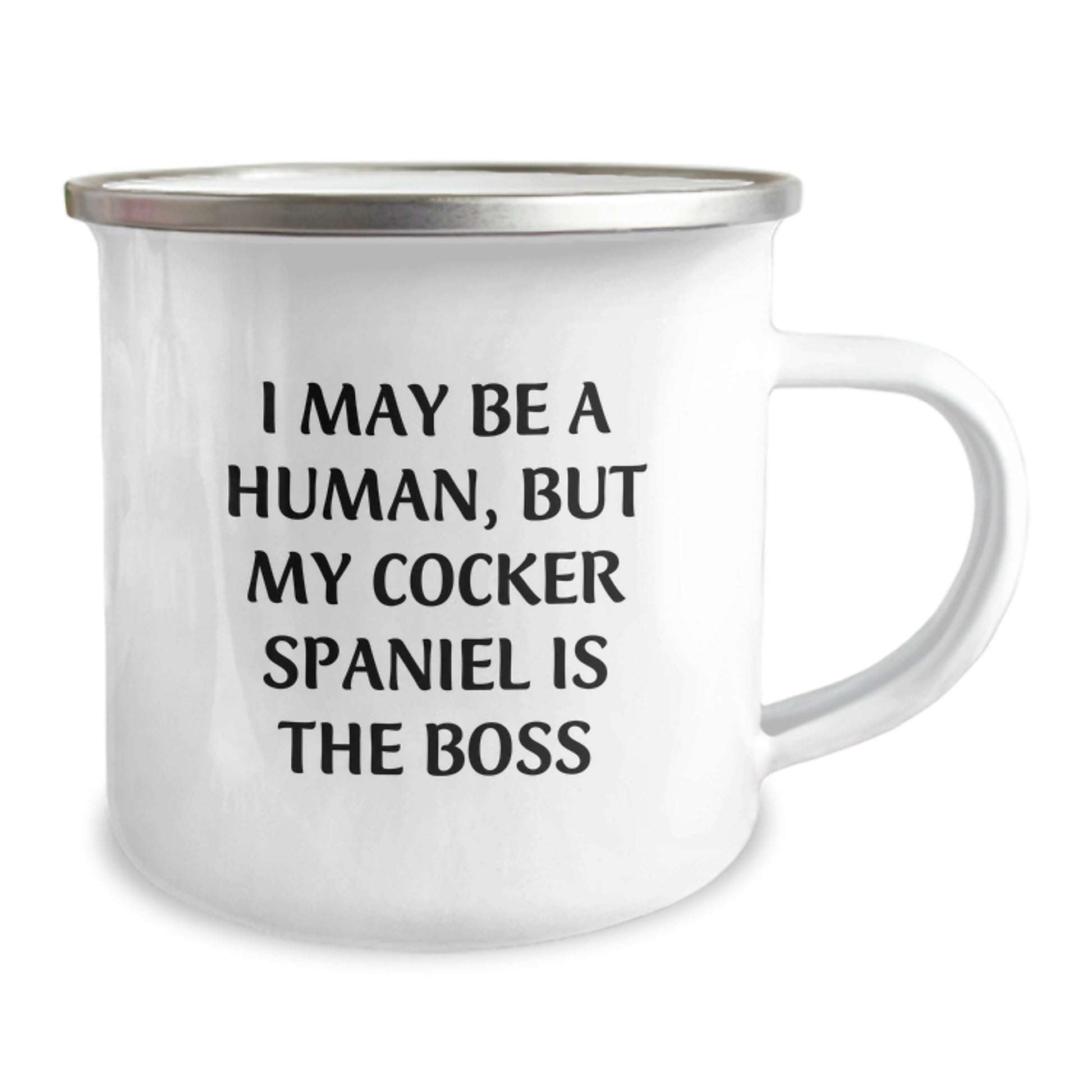 Cocker Spaniel Dog Lover's Camping Mug, Funny Quote 'I May Be A Human, But My Cocker Spaniel Is The Boss', Gifts for Friends, Family, or Coworkers, Birthday Unique Gifts from Men or Women - Image 2