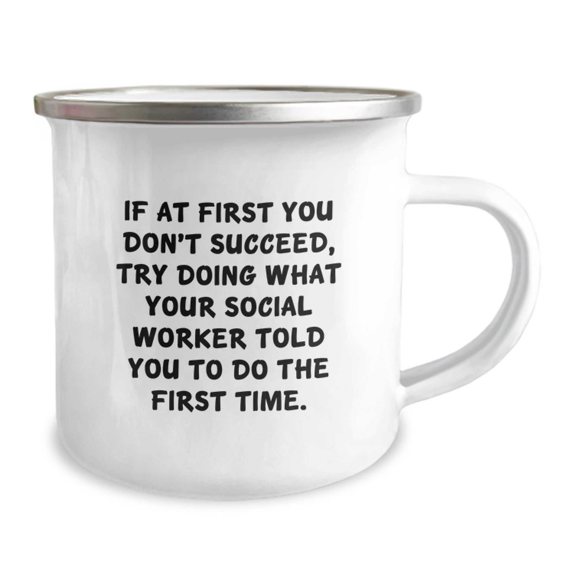 Funny Social Worker Gifts for Coworkers - Camping Mug with If At First You Don't Succeed Quote, Perfect Christmas Unique Gifts from Friends or Family - Image 2