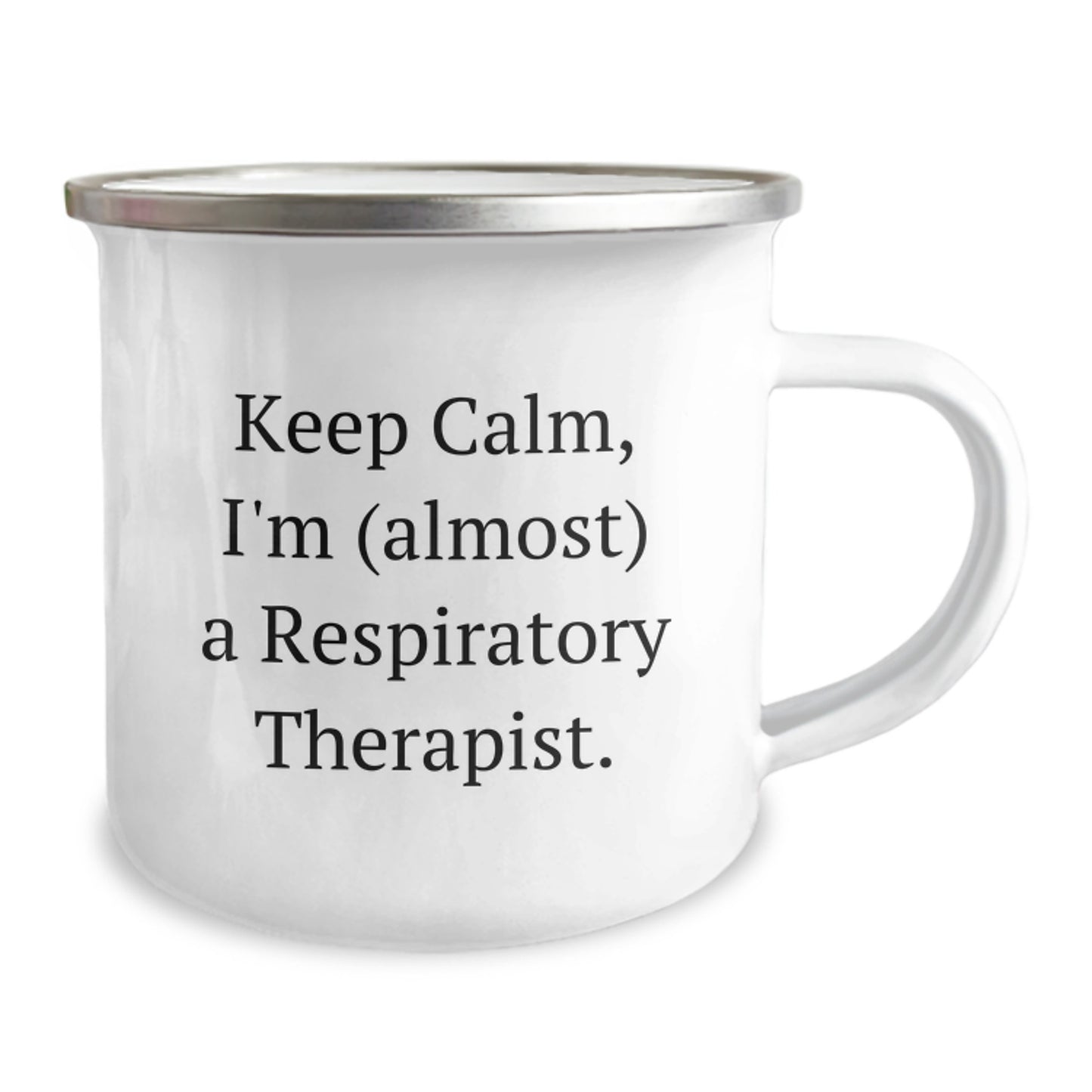 Funny Respiratory Therapist Gifts from Friends, Unique Christmas Unique Gifts for Respiratory Therapist Men, Keep Calm I'm almost a Respiratory Therapist Camping Mug - Image 2