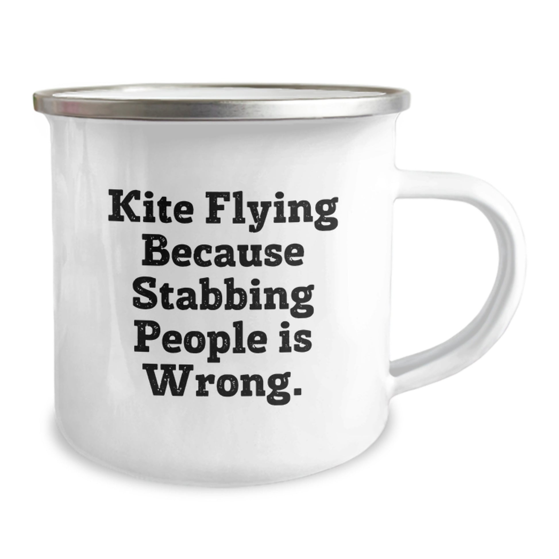 Kite Flying Funny Mugs Gifts from Family for Men, Unique Christmas Fun Holiday Present Ideas, Camping Mug Enamel Finish Quote - Image 2