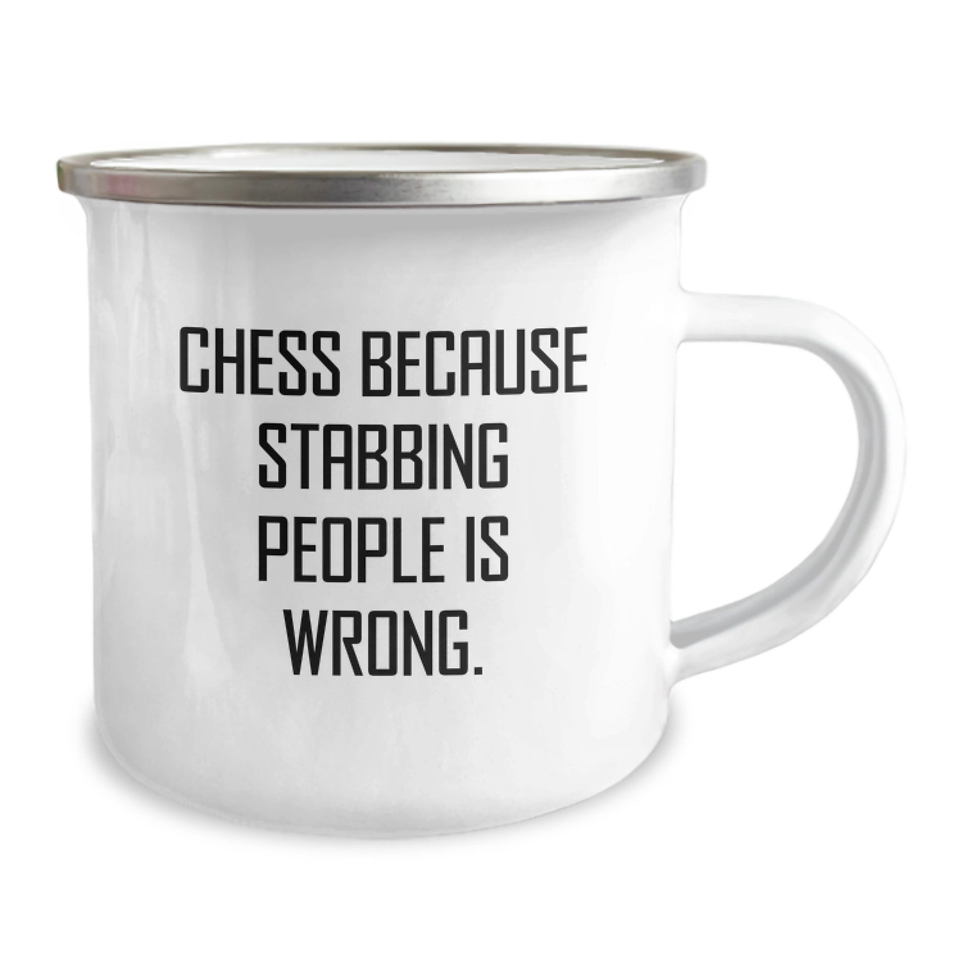 Funny Chess Gifts for Men, Unique Camping Mug from Friends for Chess Enthusiasts - Stabbing People Is Wrong, Christmas Unique Gifts for Chess Players - Image 2