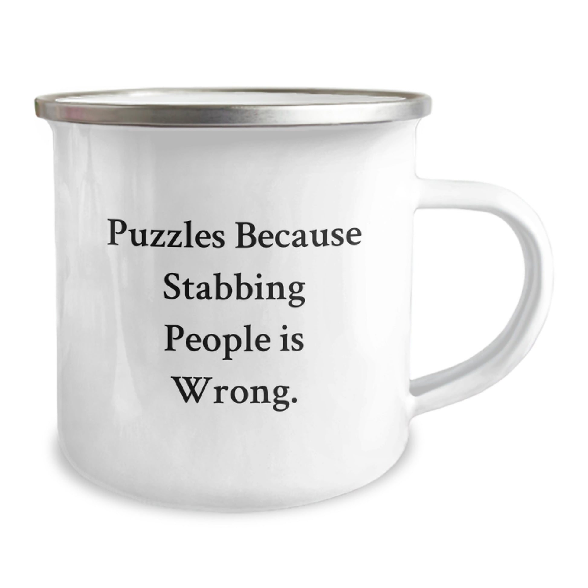 Funny Puzzles Gifts for Friends and Family, Camping Mug with 'Puzzles Because Stabbing People Is Wrong' Quote, Unique Christmas Memorable Presents for Men and Women - Image 2