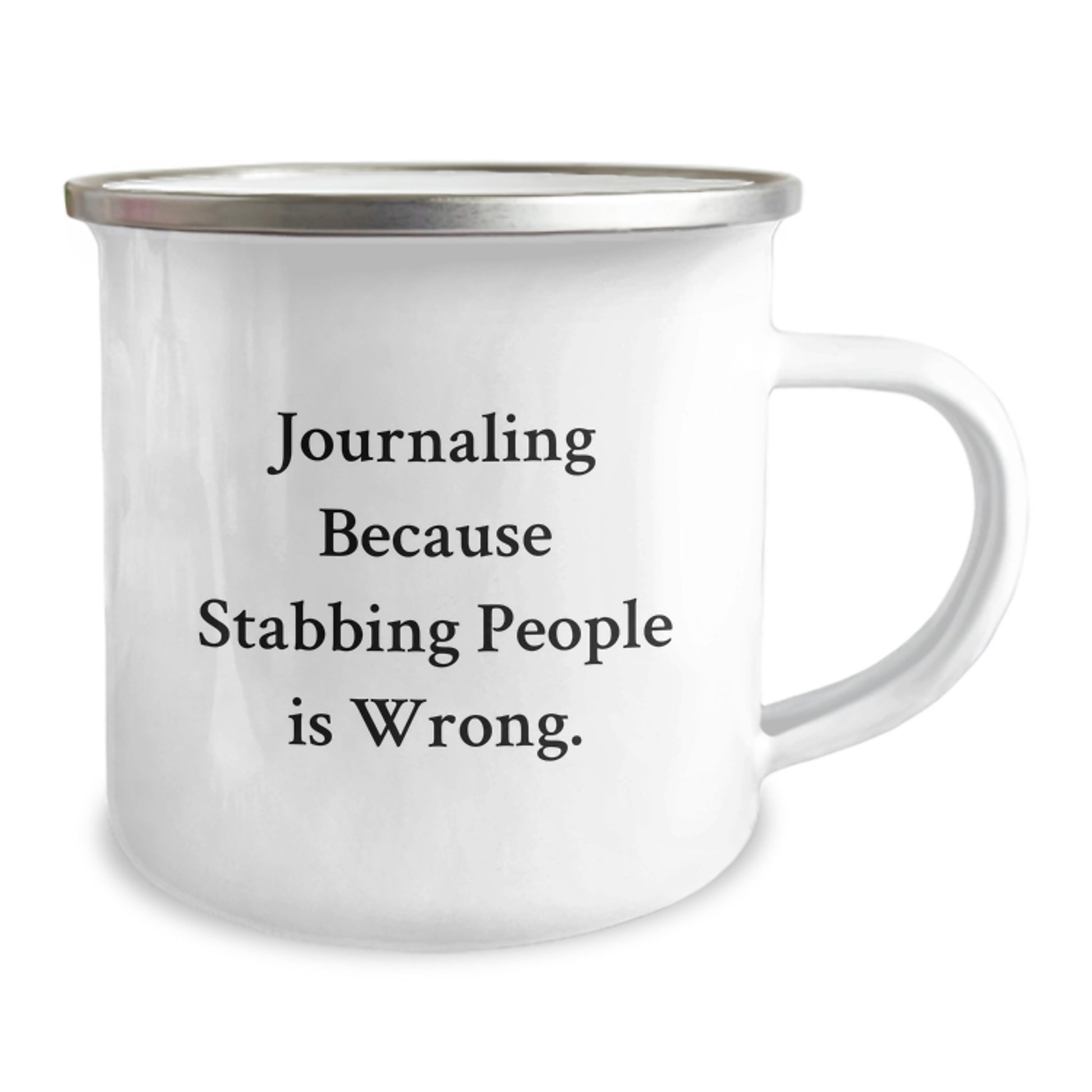 Funny Journaling Gifts for Men from Friends, Camping Mug for Journaling Because Stabbing People Is Wrong. Christmas Unique Gifts - Image 2