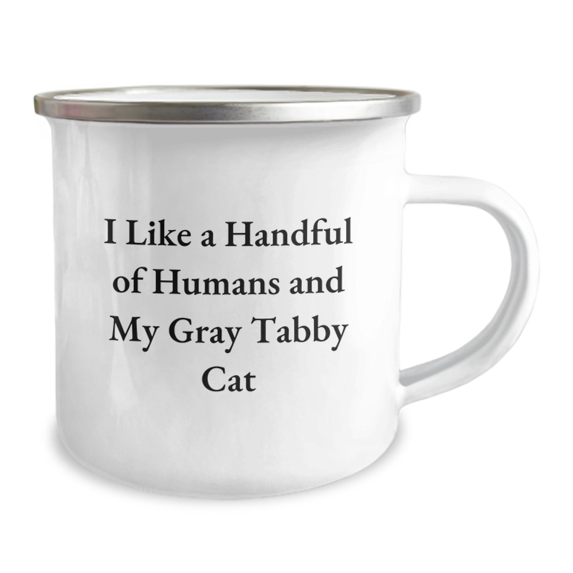 Gray Tabby Cat Camping Mug Gifts from Men for Friends - Funny Quote 'I Like A Handful Of Humans And My Gray Tabby Cat' - Unique Christmas Unique Gifts - Image 2