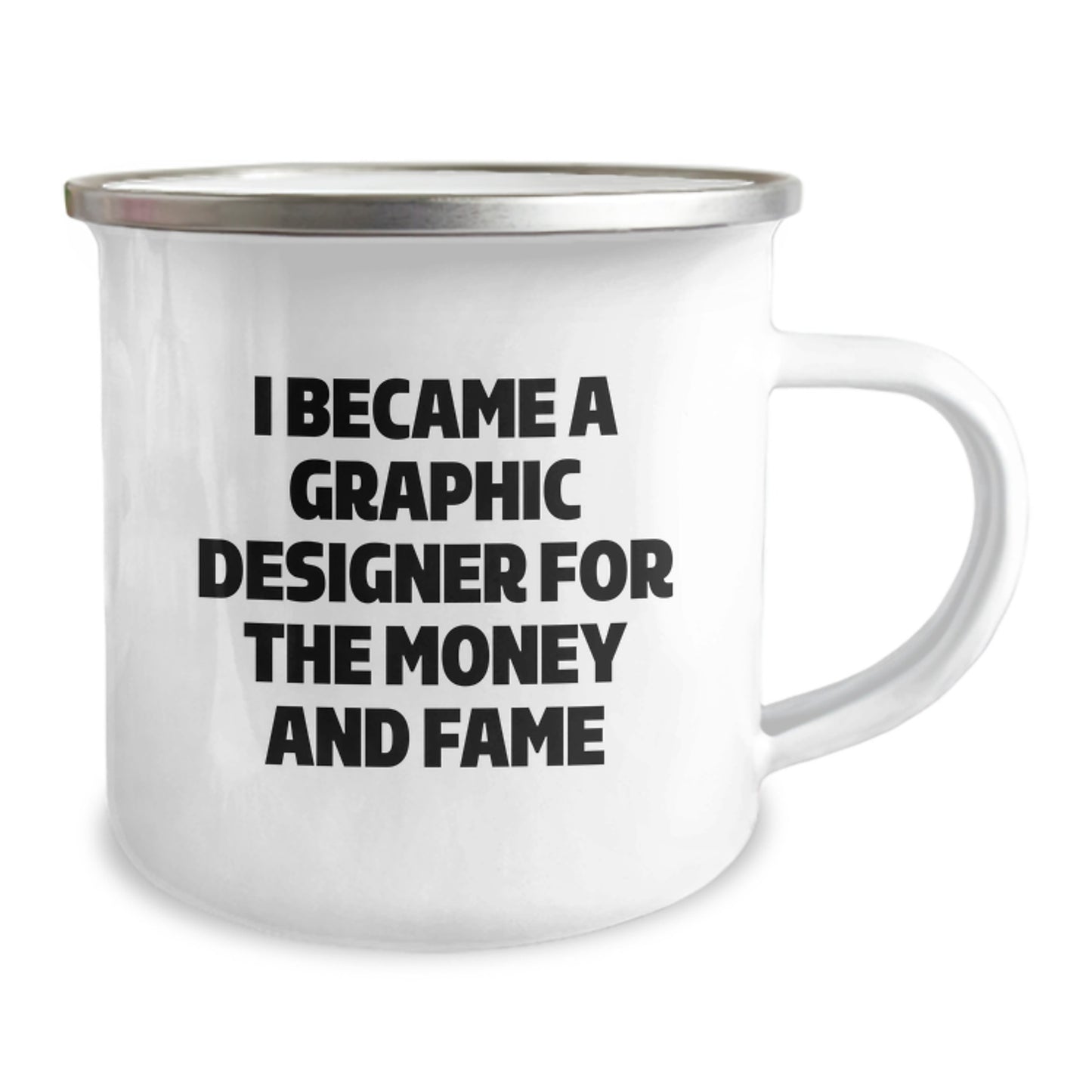 Funny Graphic Designer Gifts for Christmas - 'I Became A Graphic Designer For The Money And Fame' Quote Camping Mug for Him, Her, Friends, Coworkers, Family - Graphic Designer Lover Mug - Image 2