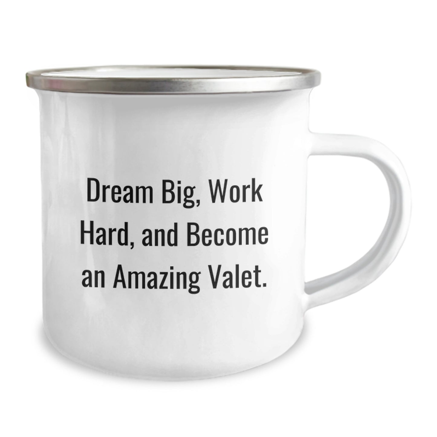 Funny Valet Gifts from Friends, Gifts for Valet, Camping Mug with Inspirational Quote, Birthday Unique Gifts, Work Hard, Dream Big, Become Amazing Valet - Image 2