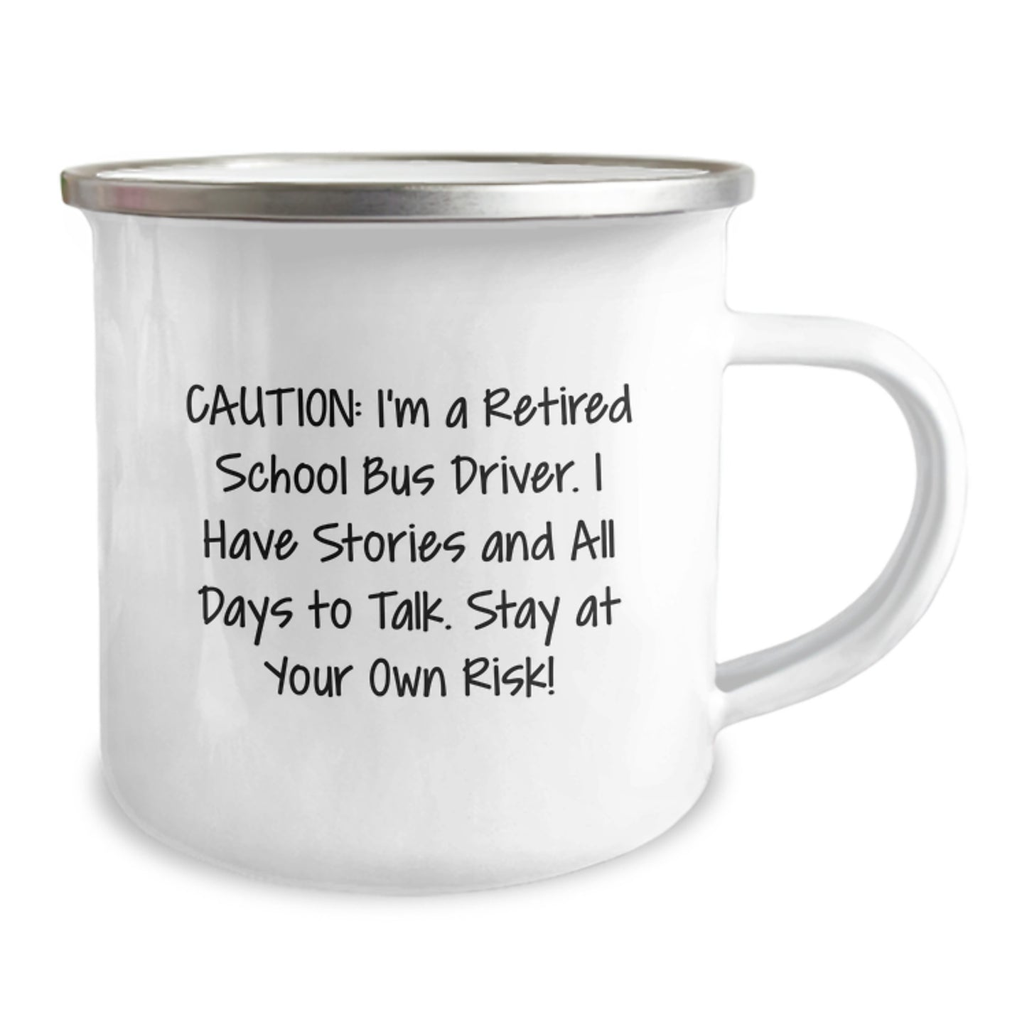 Funny School Bus Driver Gifts for Christmas - Camping Mug with 'Caution: I'm A Retired School Bus Driver' Quote - Gifts from Men to School Bus Driver Friends - Image 2