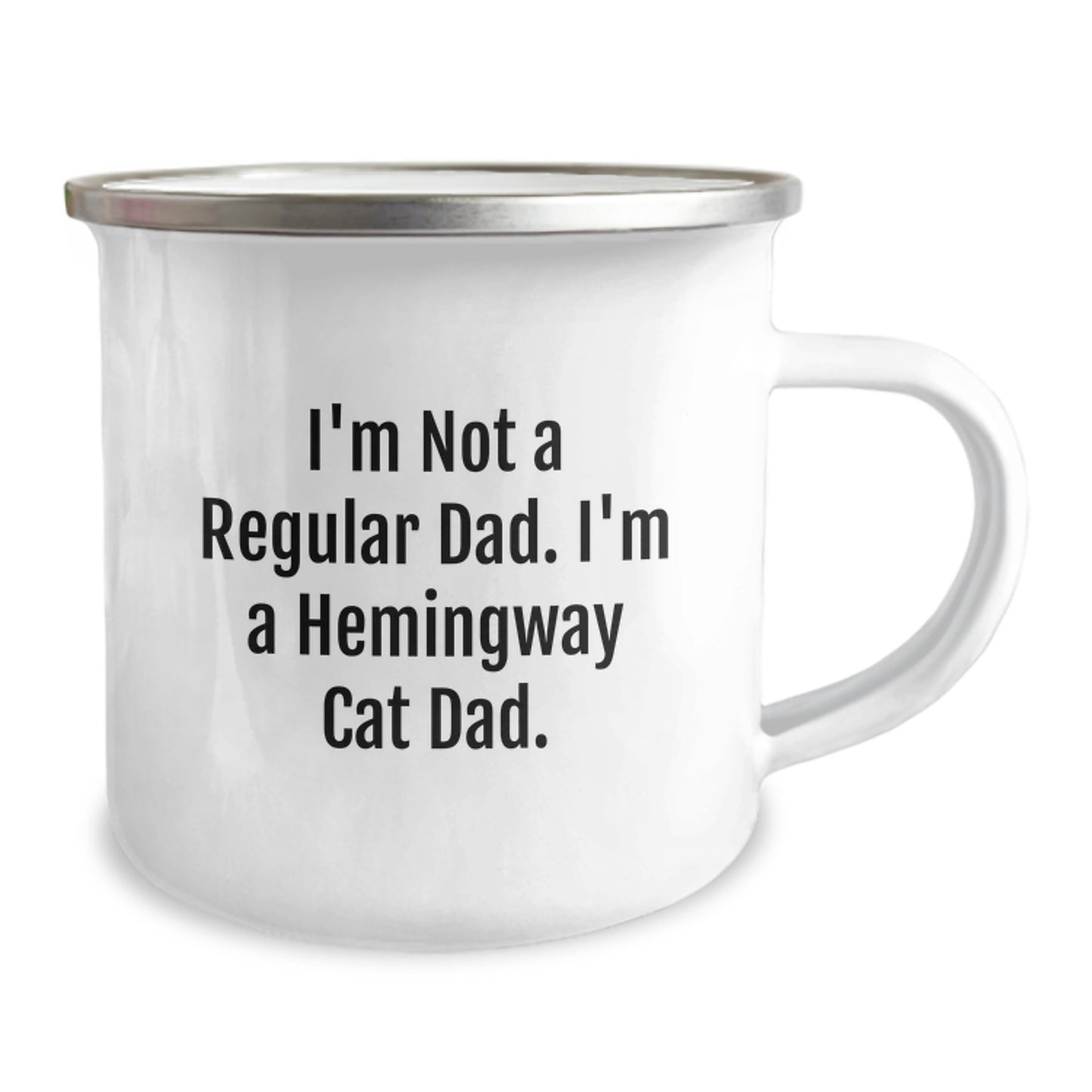 Hemingway Cat Dad, Funny Camping Mug Gifts from Friends for Birthday, I'm Not A Regular Dad, 12 oz Stainless Steel with Enamel Finish - Image 2