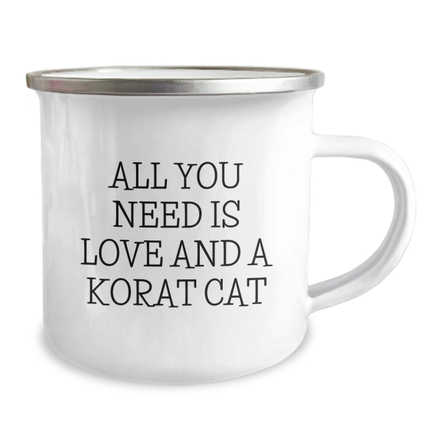 Korat Cat Lovers Gifts from Friends for Birthday - 'All You Need Is Love And A Korat Cat' Camping Mug - Image 2