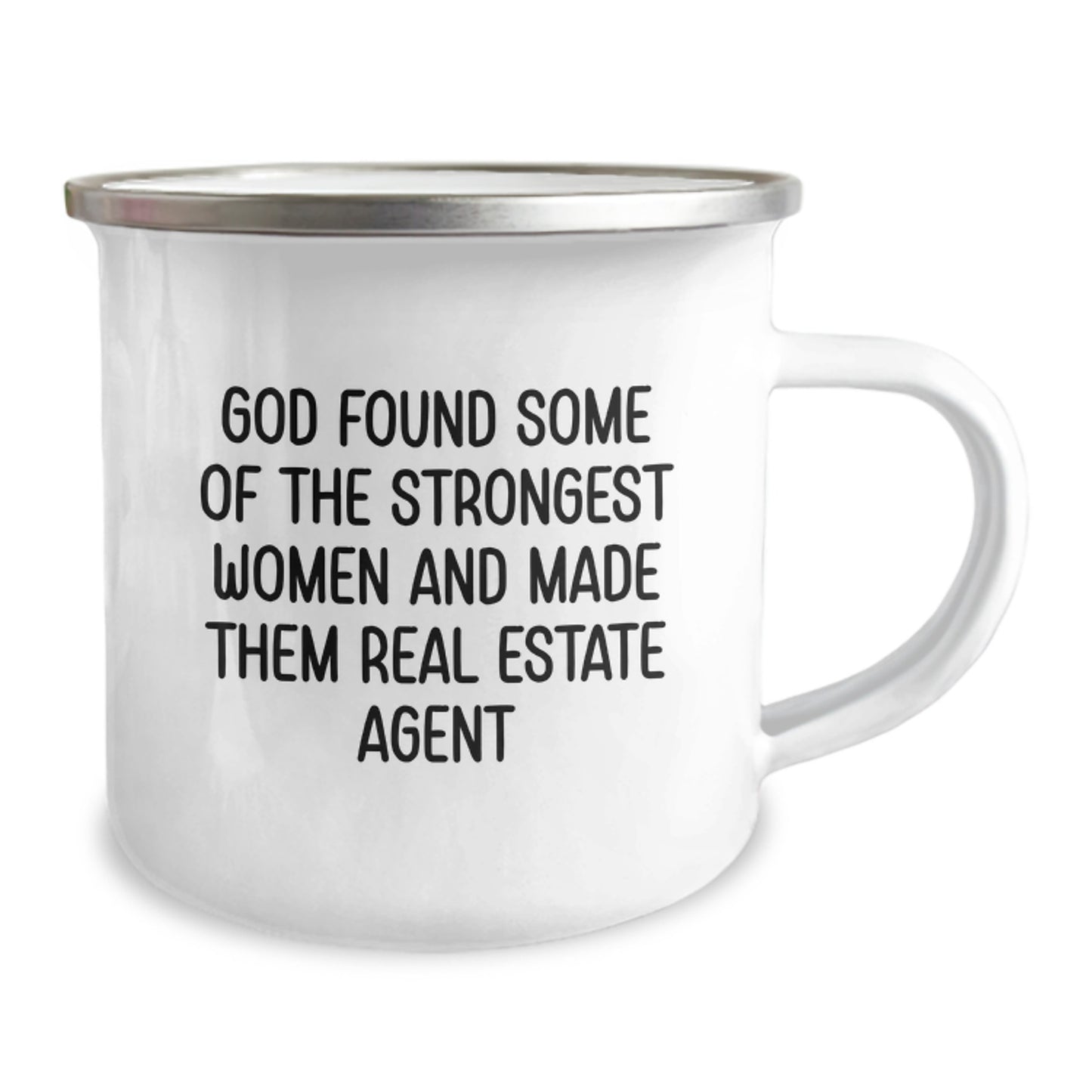 Funny Real Estate Agent Gifts for Women - Camping Mug - God Found Strong Women in Real Estate, Perfect for Christmas - Image 2
