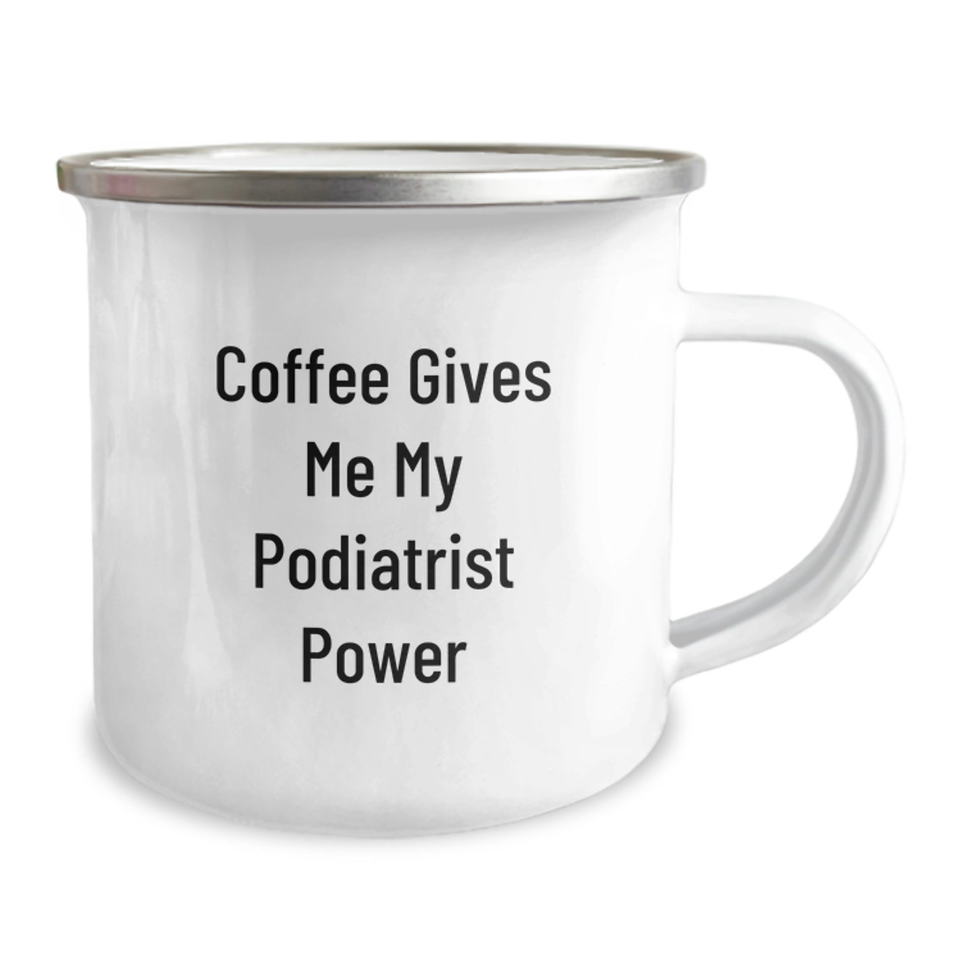 Funny Podiatrist Gifts for Men - 'Coffee Gives Me My Podiatrist Power' Enamel Camping Mug for Christmas Unique Gifts from Family - Image 2