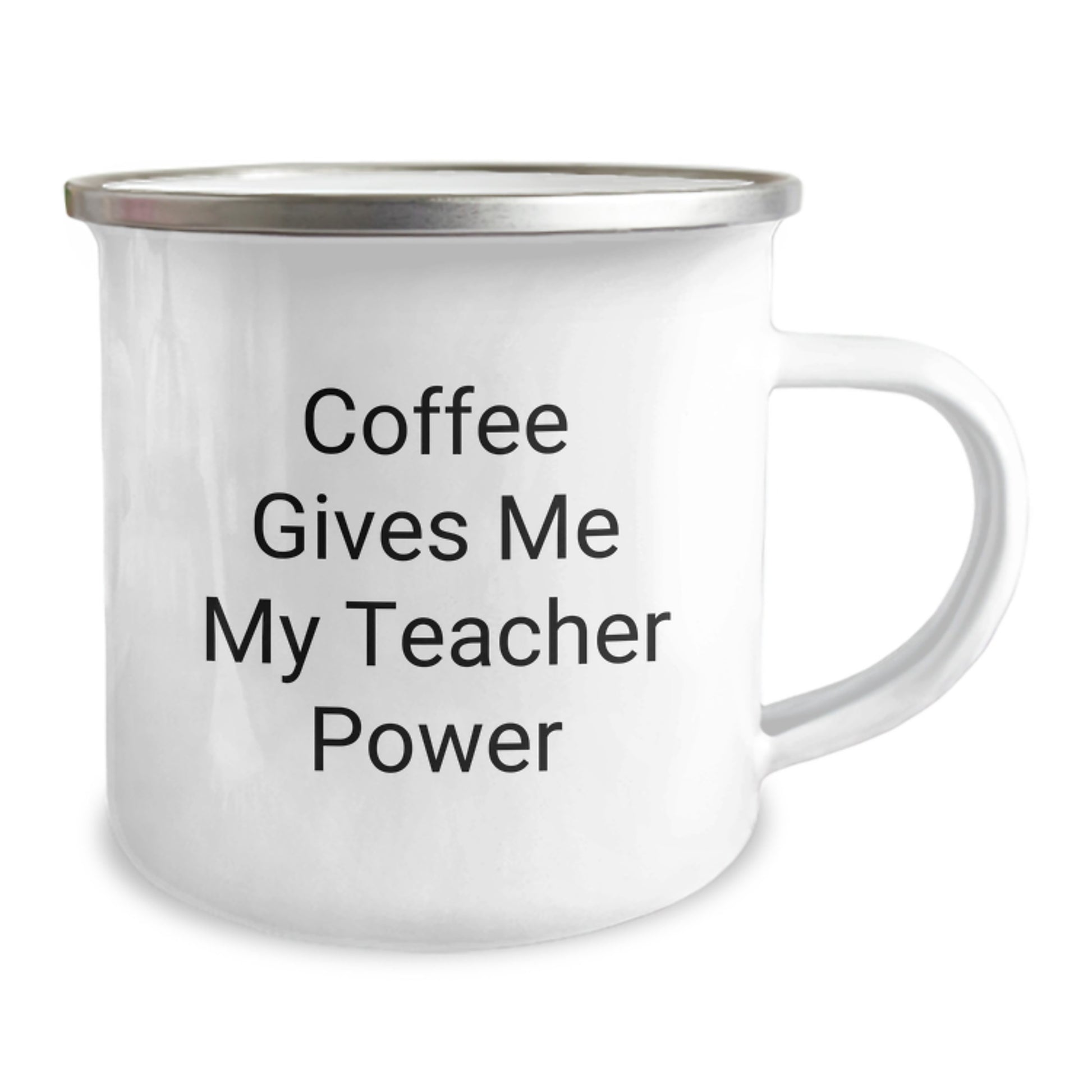 Funny Teacher Gifts from Friends for Birthday - 'Coffee Gives Me My Teacher Power' Camping Mug, 12 oz Stainless Steel with Enamel Finish - Image 2