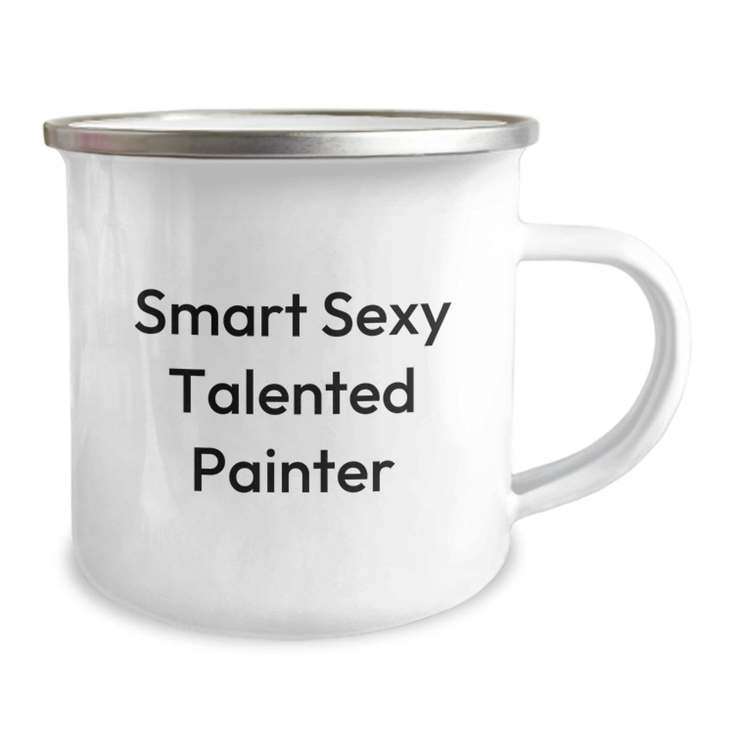 Funny Gifts from Friends for Smart Sexy Talented Painter, Birthday Camping Mug, 'You're a Brush with genius' Quote, 12 oz Stainless Steel with Enamel Finish - Image 2