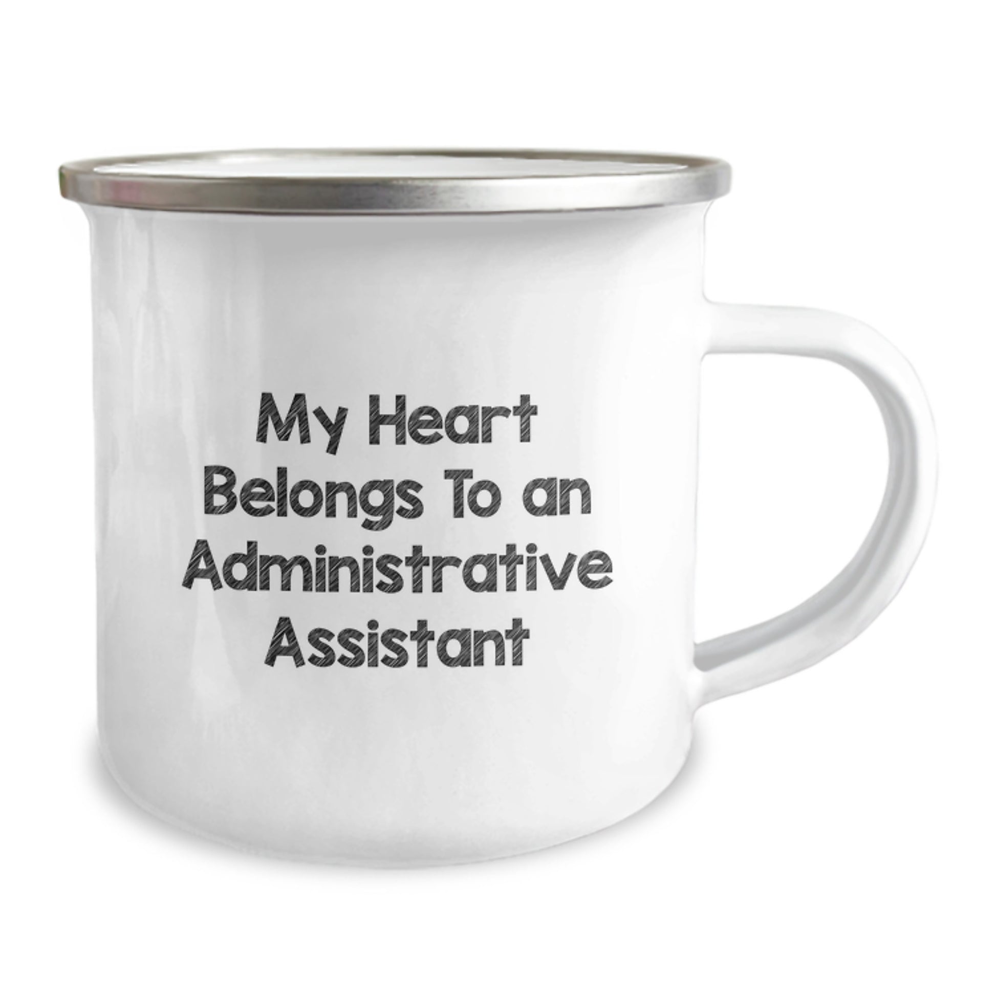 Funny Administrative Assistant Gifts from Friends - 'My Heart Belongs To An Administrative Assistant' Quote on Camping Mug for Birthday - Image 2