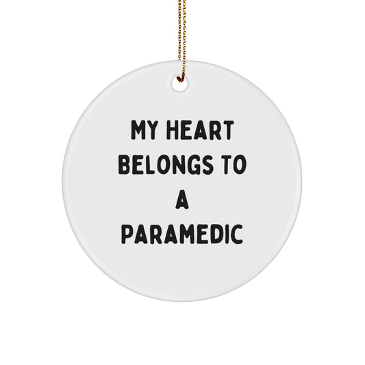Rescue Worker Gifts from My Heart Belongs To A Rescue Worker, Funny Circle Ornament for Christmas, 'My Heart Belongs To A Rescue Worker' Quote, Gifts for Rescue Workers - Image 1