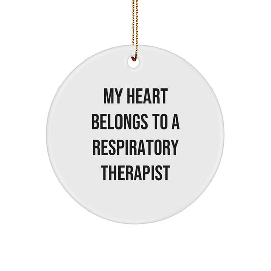 Respiratory Therapist Gifts for Christmas - 'My Heart Belongs To A Respiratory Therapist' Circle Ornament, Gifts from Family, for Respiratory Therapist, Funny Christmas Unique Gift - Image 1