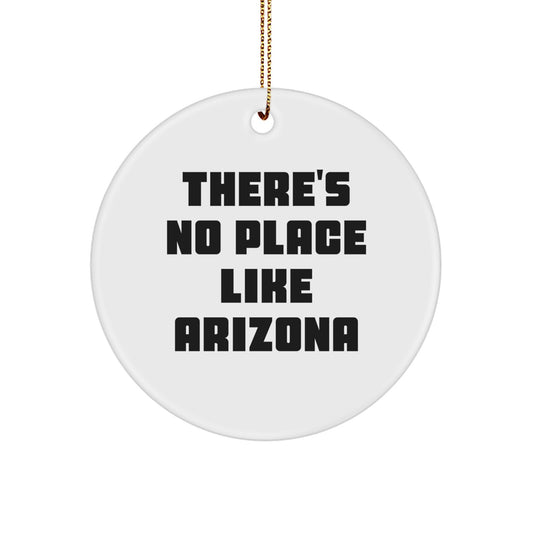Arizona Circle Ornament Gifts from Friends, Family, Coworkers - 'There's No Place Like Arizona' Quote, Christmas Unique Presents - Image 1
