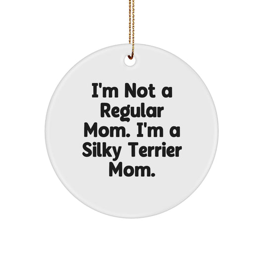 Silky Terrier Dog Mom's Christmas Circle Ornament Gifts from Family to Friends - Image 1