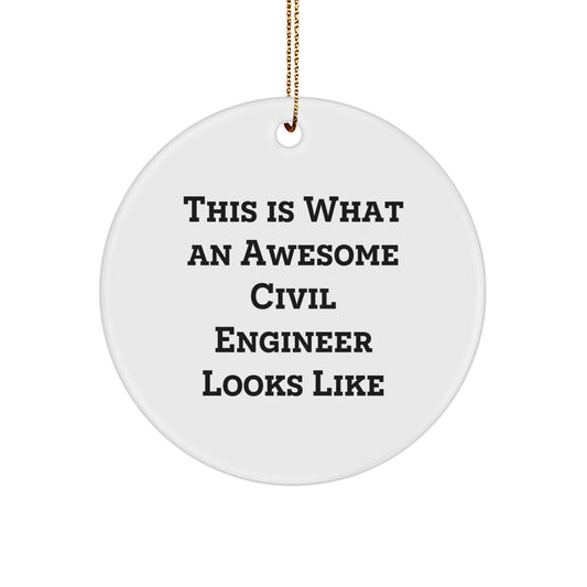 Funny Civil Engineer Gifts, Circle Ornament with Quote 'This Is What An Awesome Civil Engineer Looks Like' for Men, Women, Friends, Coworkers, Family - Christmas Unique Gifts from - Image 1