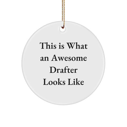 Funny Drafter Gifts from Friends, This Is What An Awesome Drafter Looks Like, Circle Ornament for Christmas - Image 1
