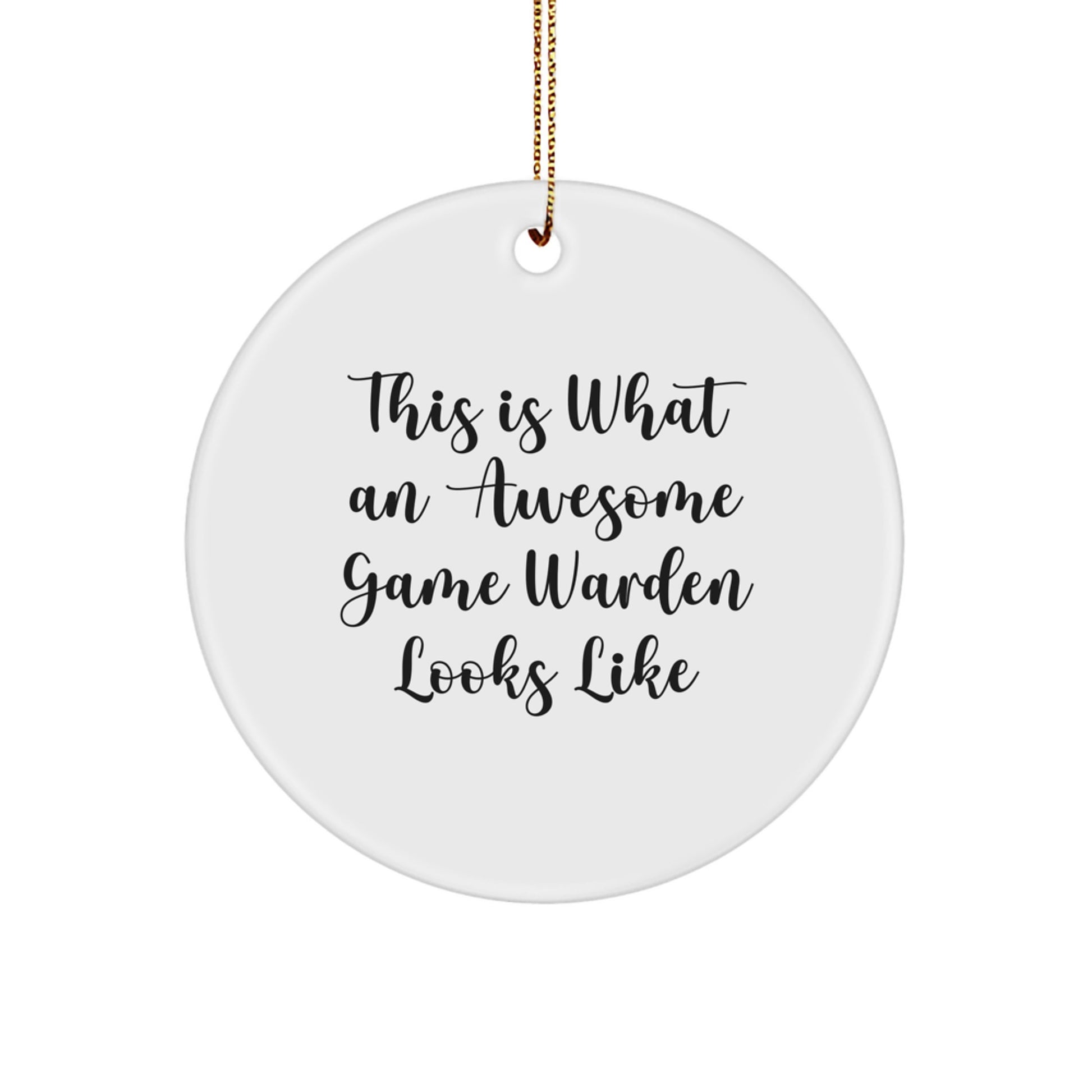 Funny Game Warden Gifts, 'This Is What An Awesome Game Warden Looks Like' Circle Ornament for Friends, Family, or Coworkers, Christmas Unique Gifts from Men, Women, or Family - Image 1